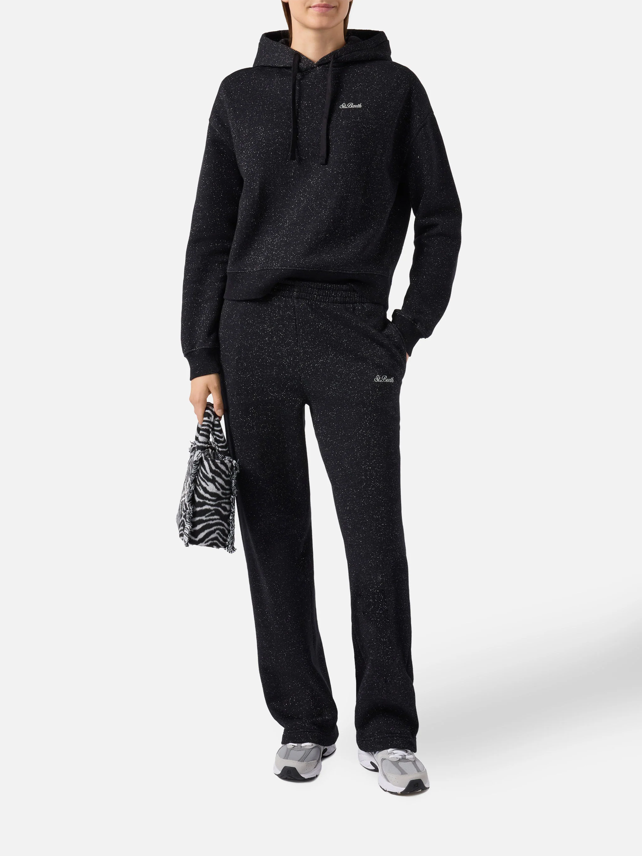 Mindy hoodie in black cotton–lurex blend - Image 4