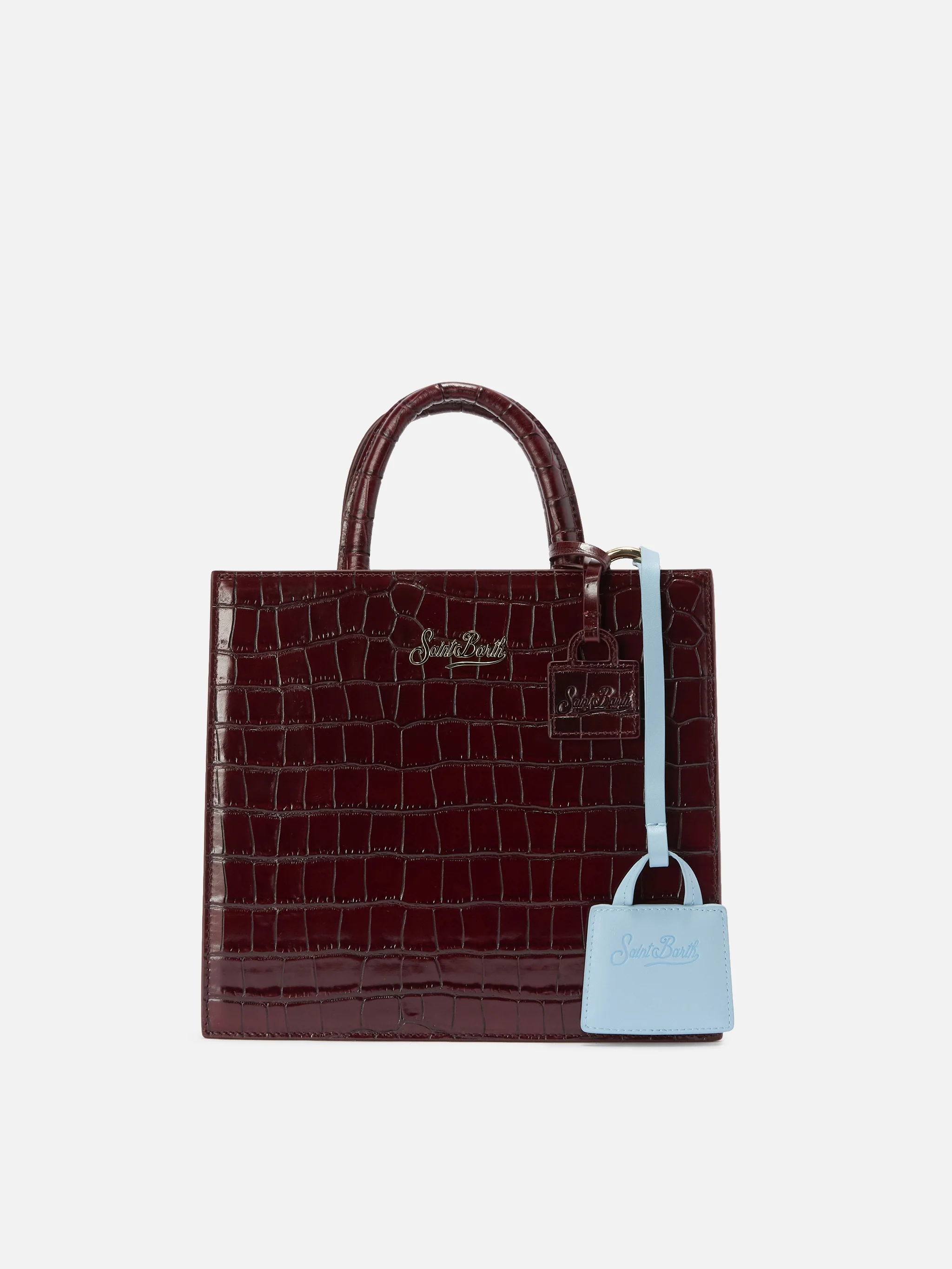 Mini Bag Charm in light blue leather - Image 2