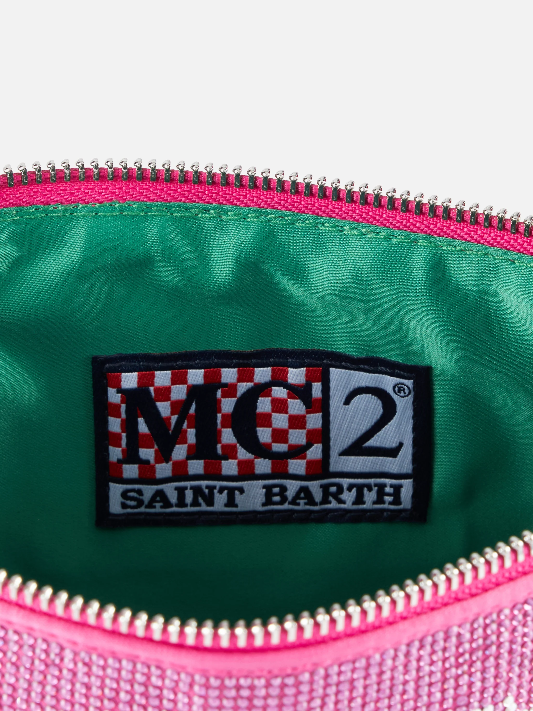 Mini bag with fuchsia rhinestones - Image 5