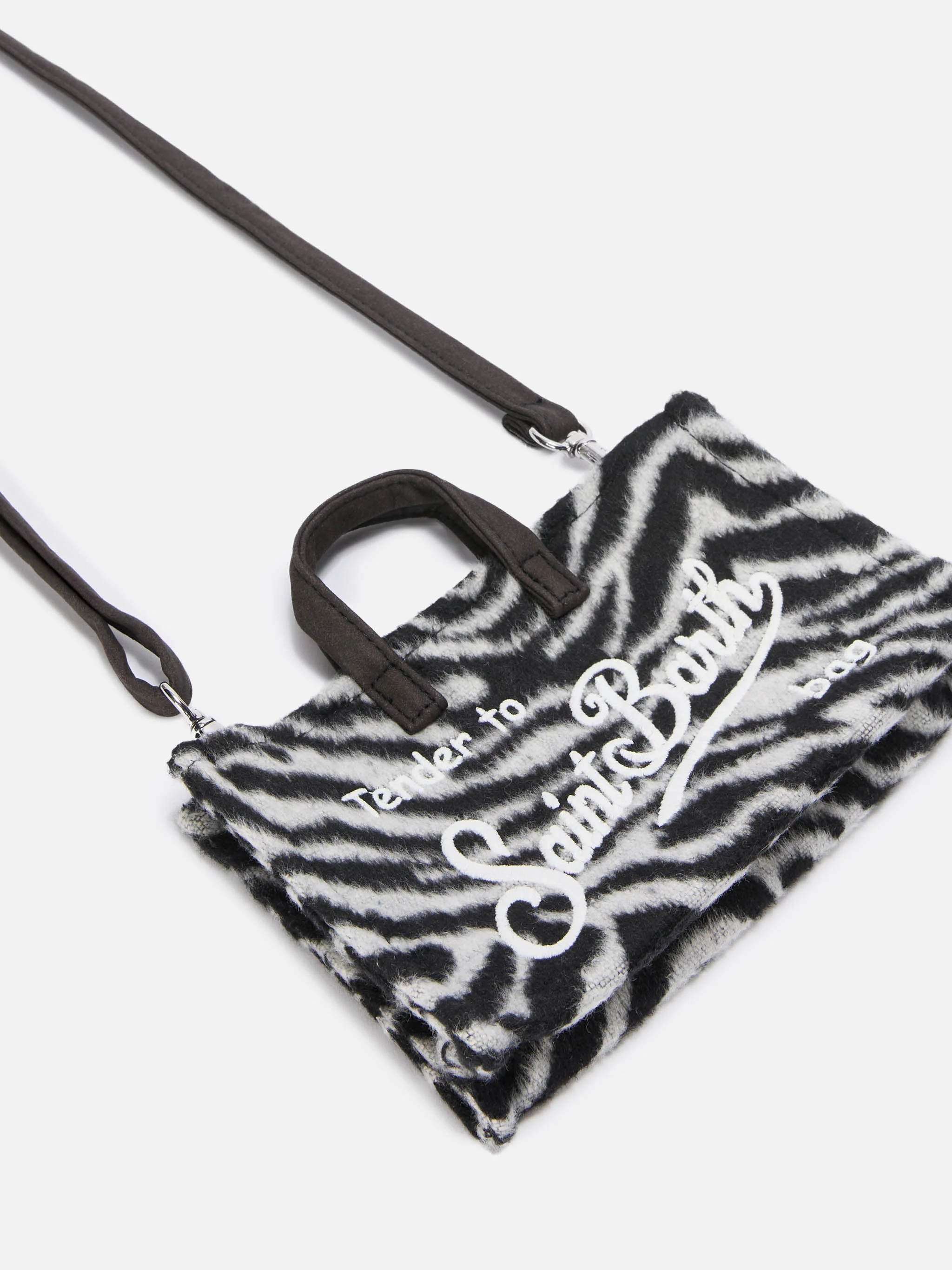 Mini Phone Bag Felt in zebra-print wool blend - Image 3
