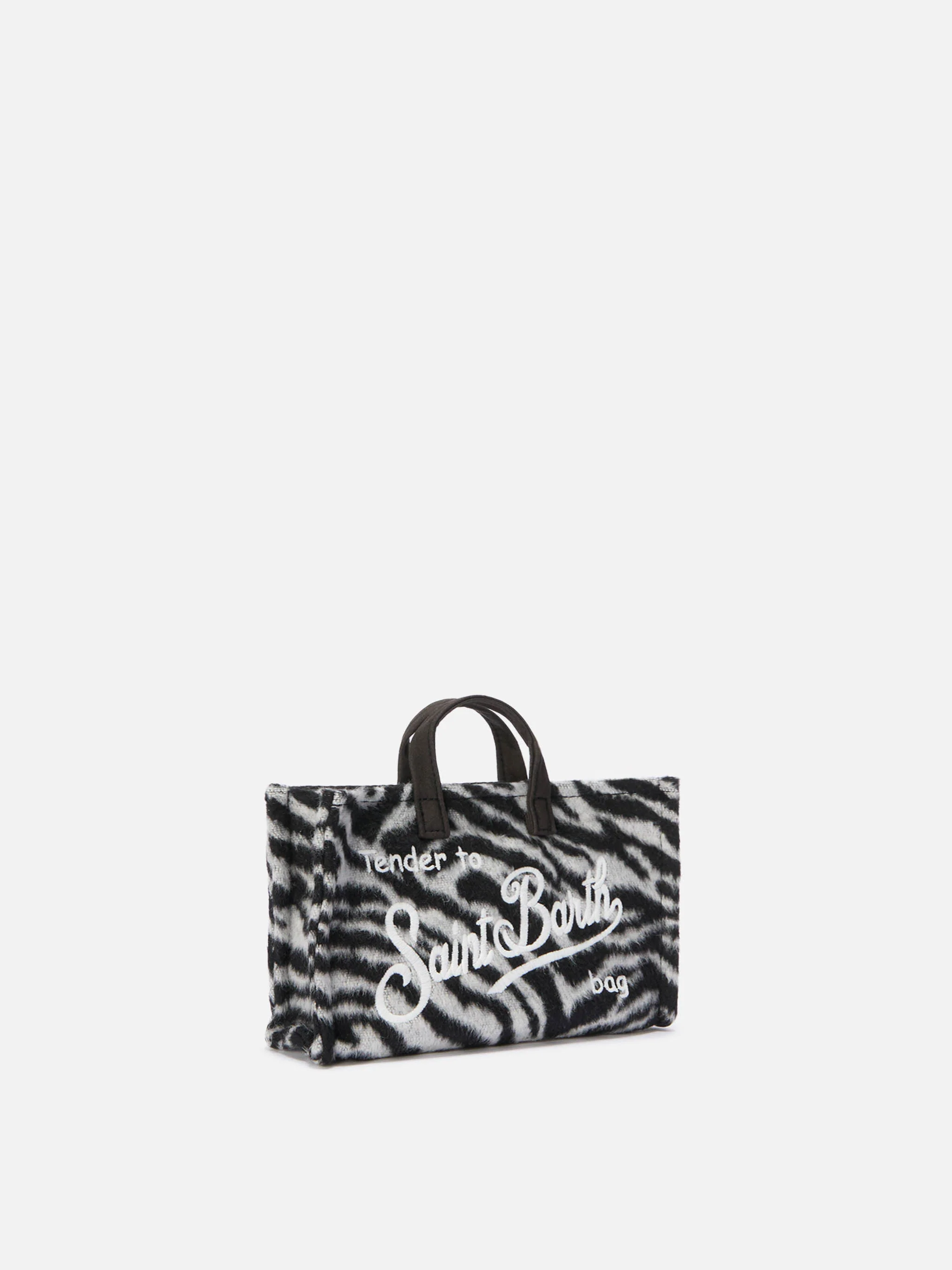 Mini Phone Bag Felt in zebra-print wool blend - Image 4