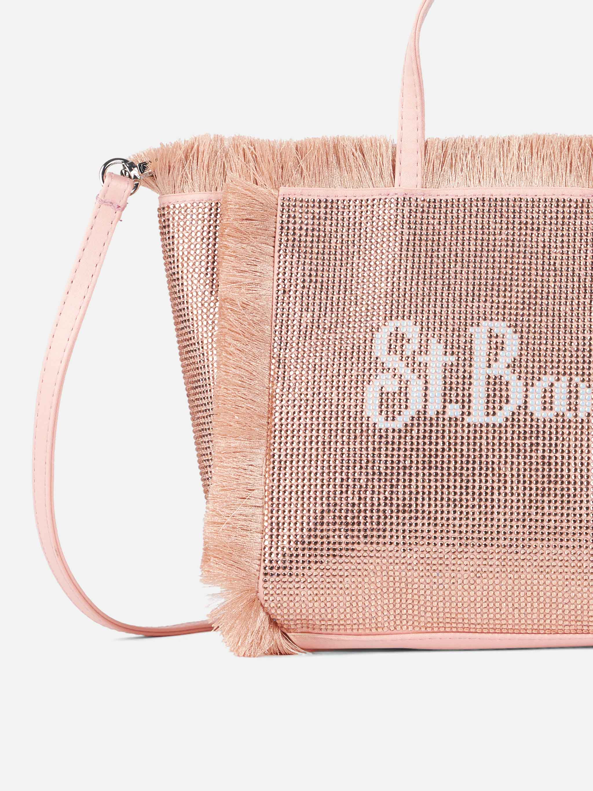 Mini Vanity fringed bag with rose gold rhinestones - Image 5