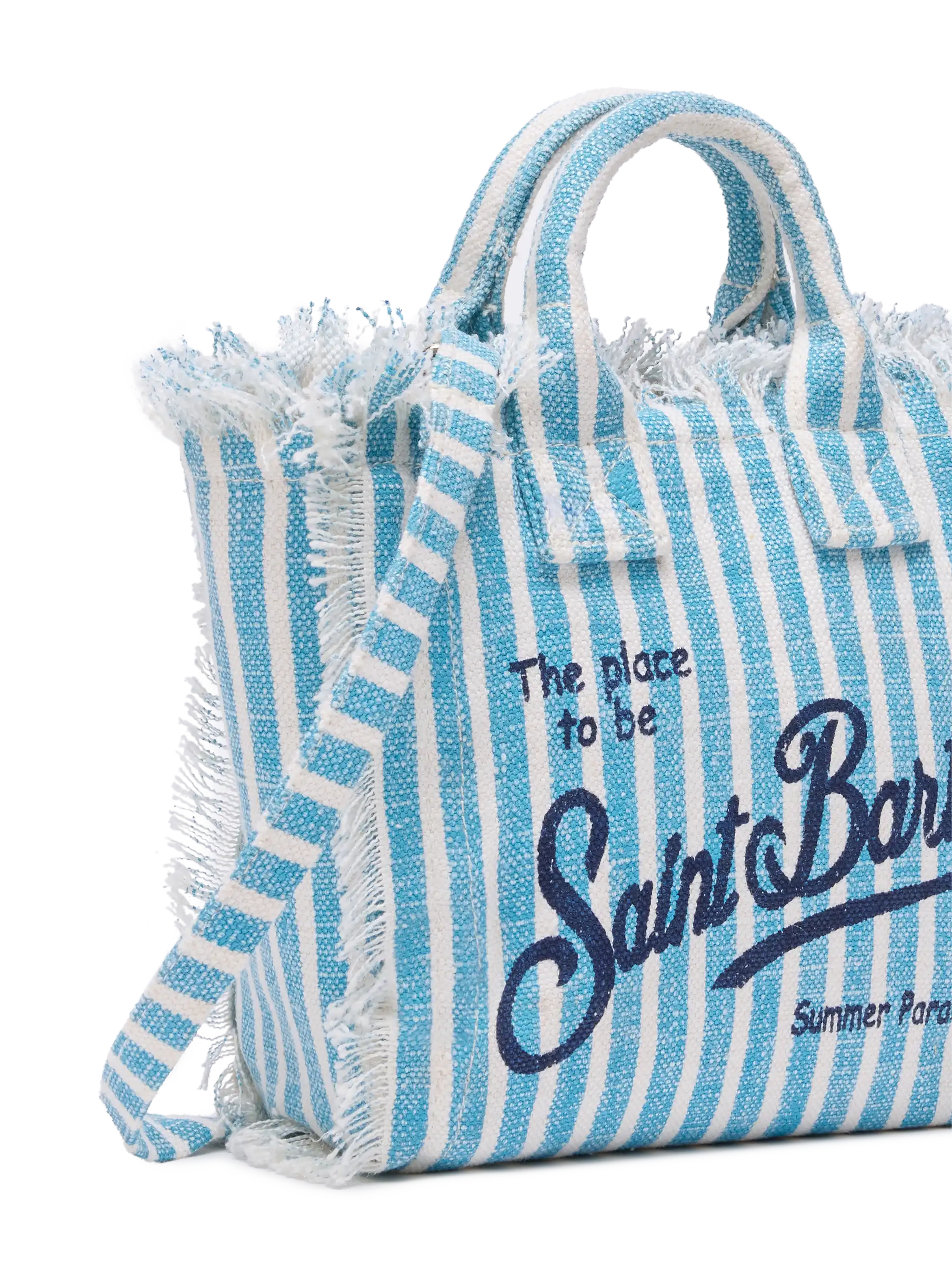 Mini Vanity bag with striped print in 100% LINEN - Image 3