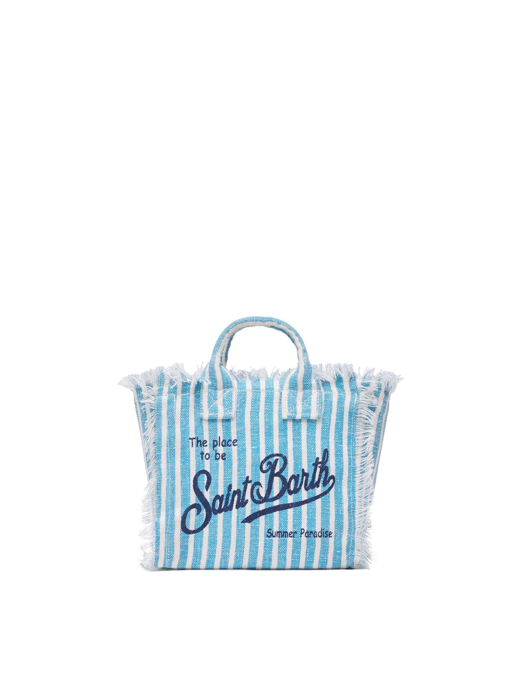 Mini Vanity bag with striped print in 100% LINEN - Image 5