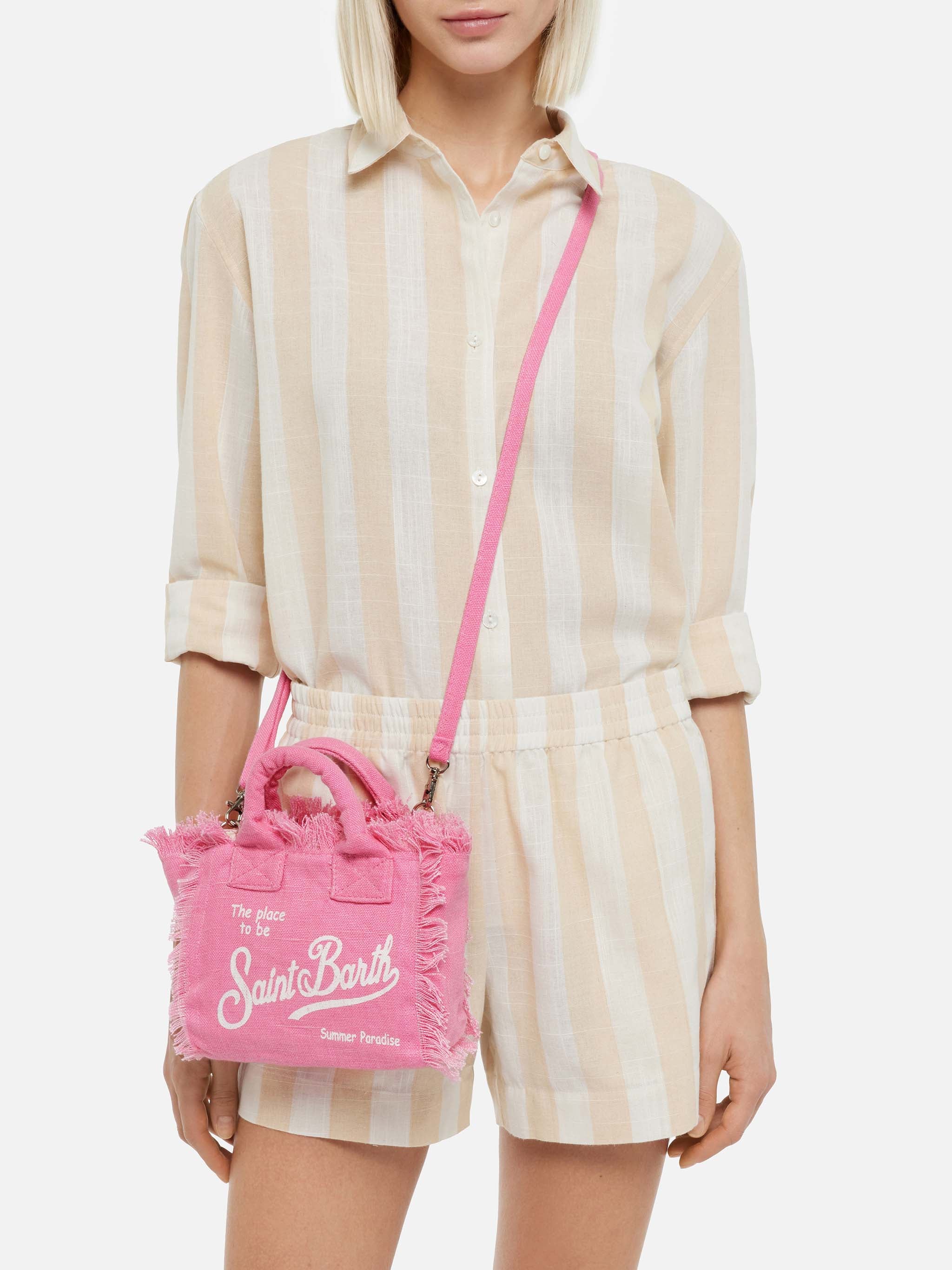 Mini Vanity pink bag in 100% LINEN - Image 2