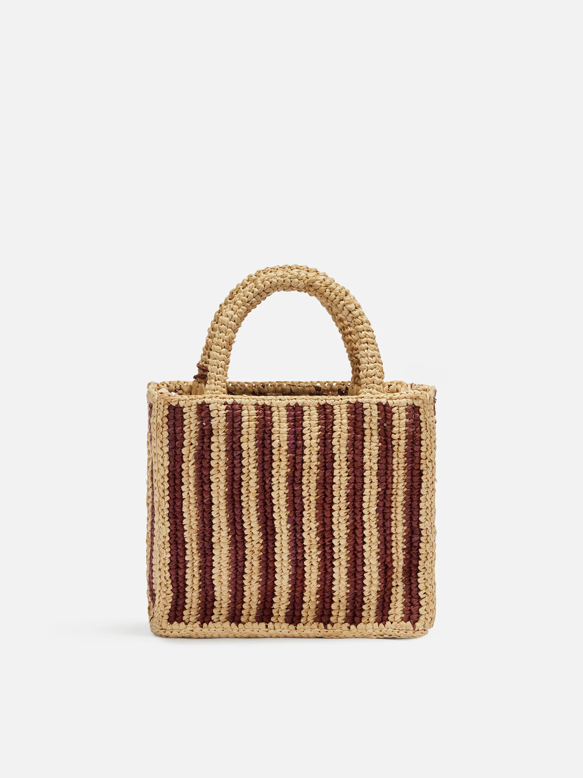 Mini Vanity Raffia bag with striped print - Image 5