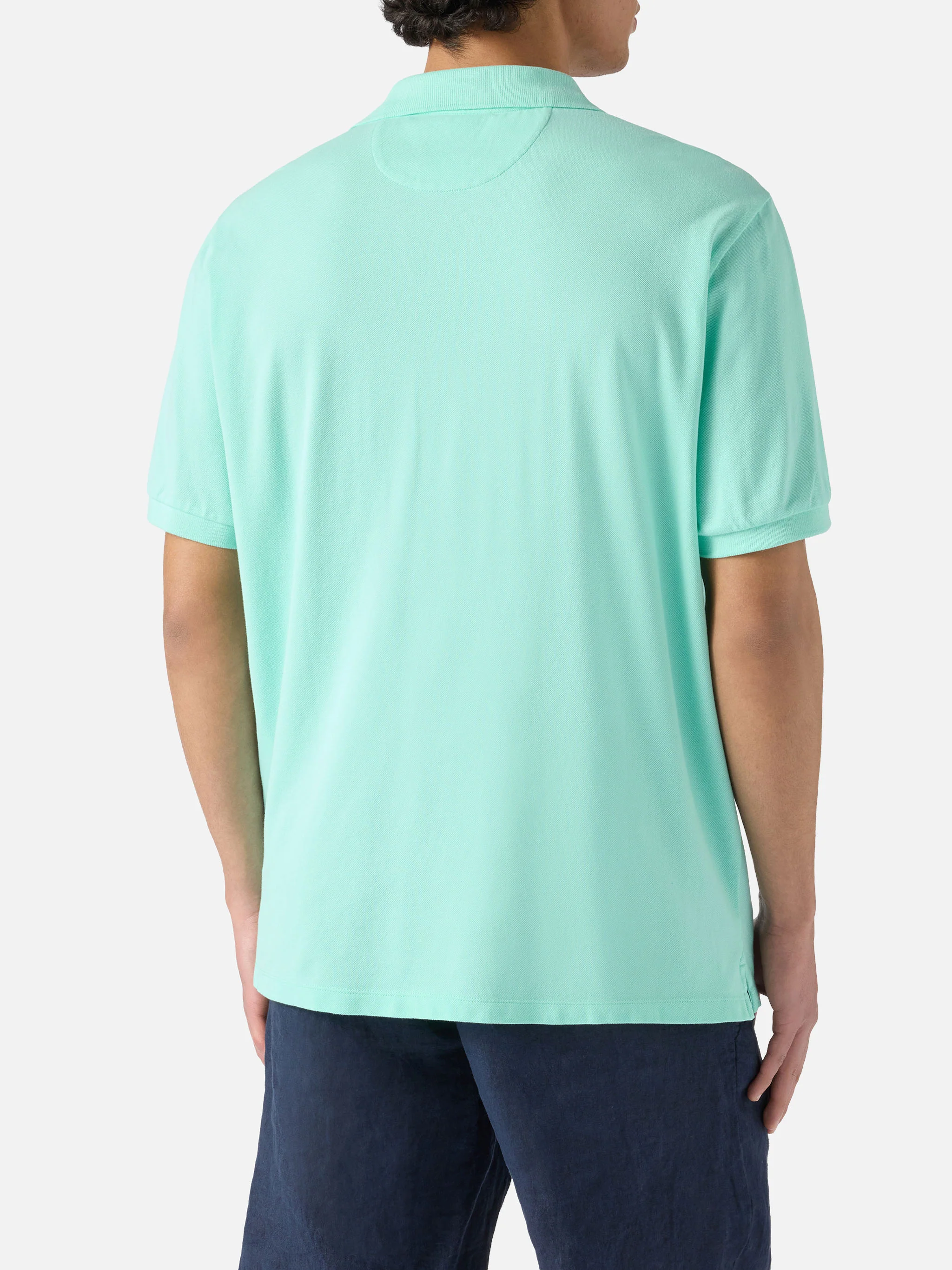 Charles polo in mint green cotton piquet - Image 3