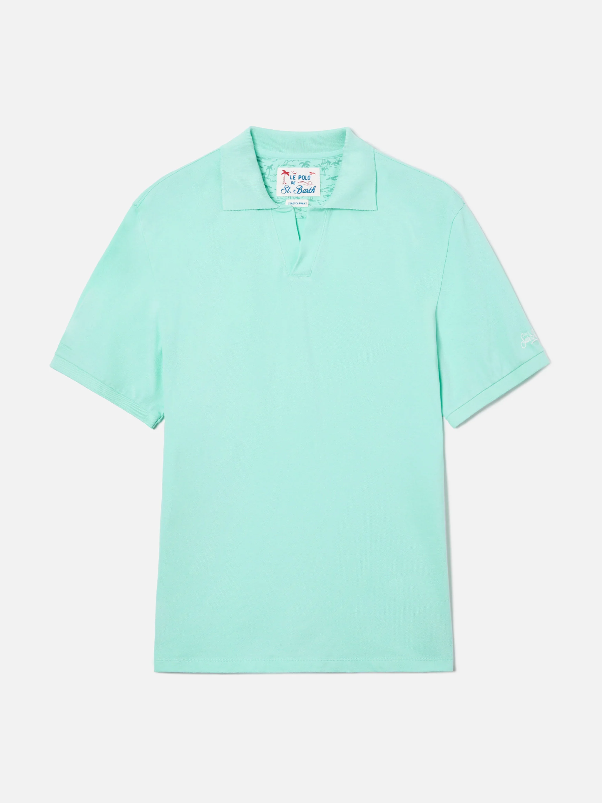 Charles polo in mint green cotton piquet - Image 4