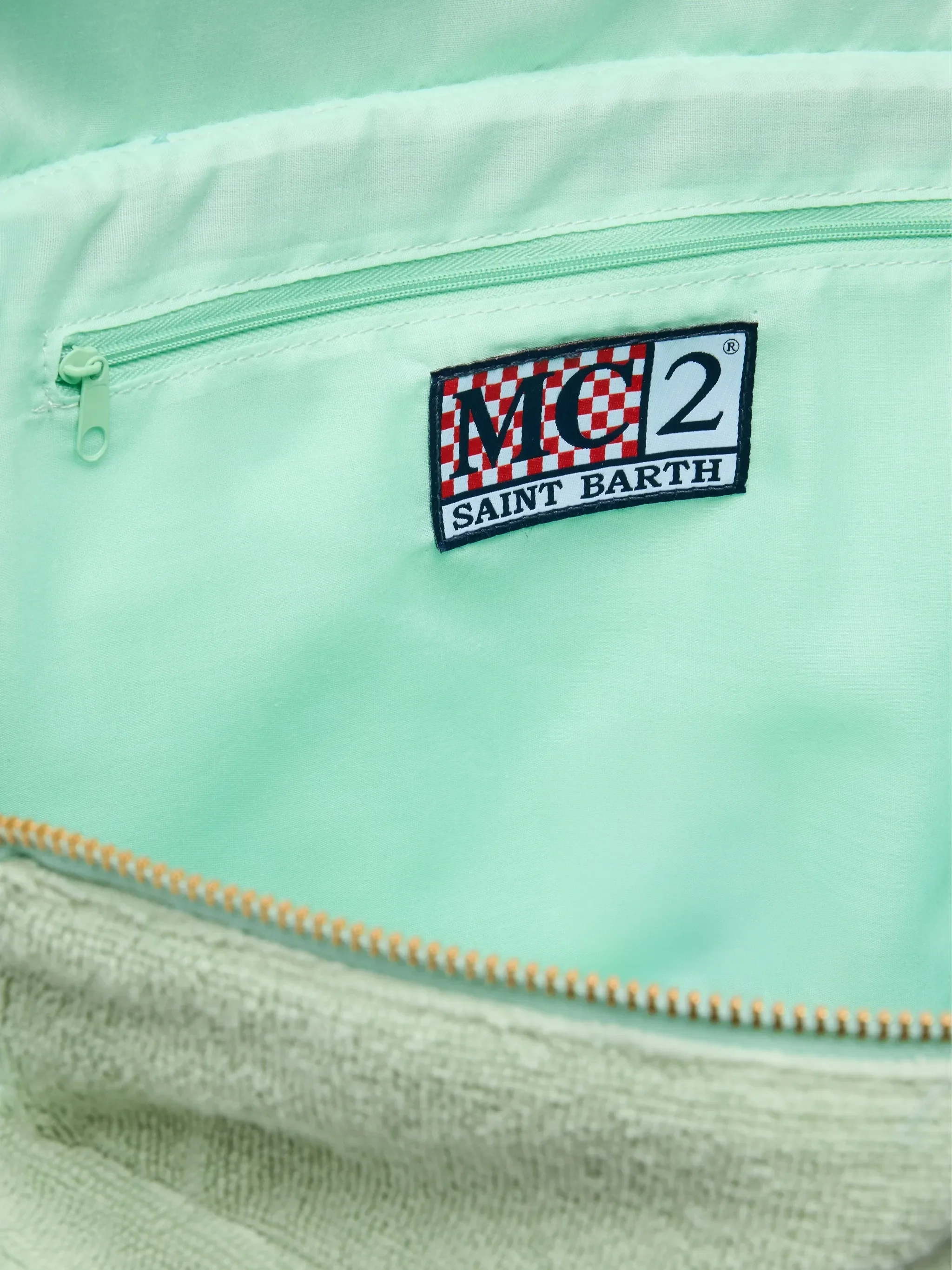 Mint green solid color terry effect Vanity regular bag - Image 4