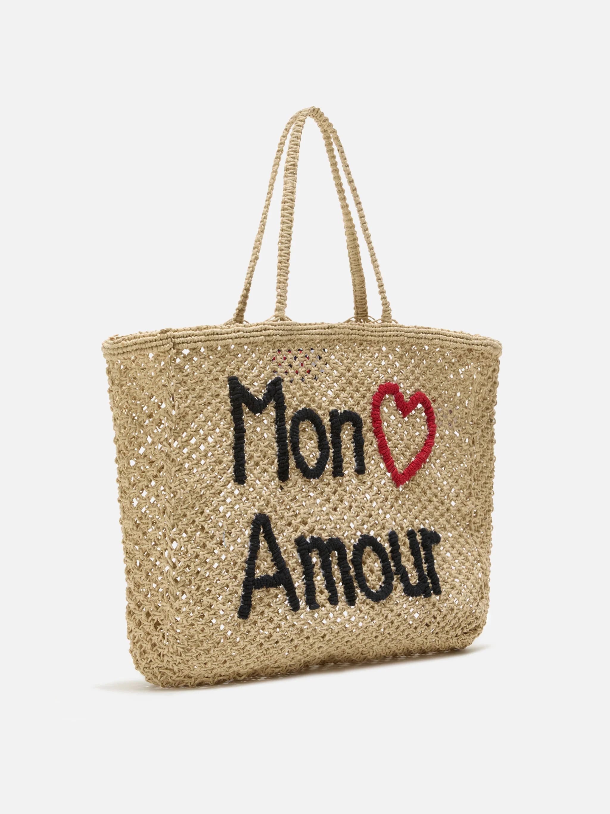 Mon Amour jute bag with handcrafted embroidery - Image 3