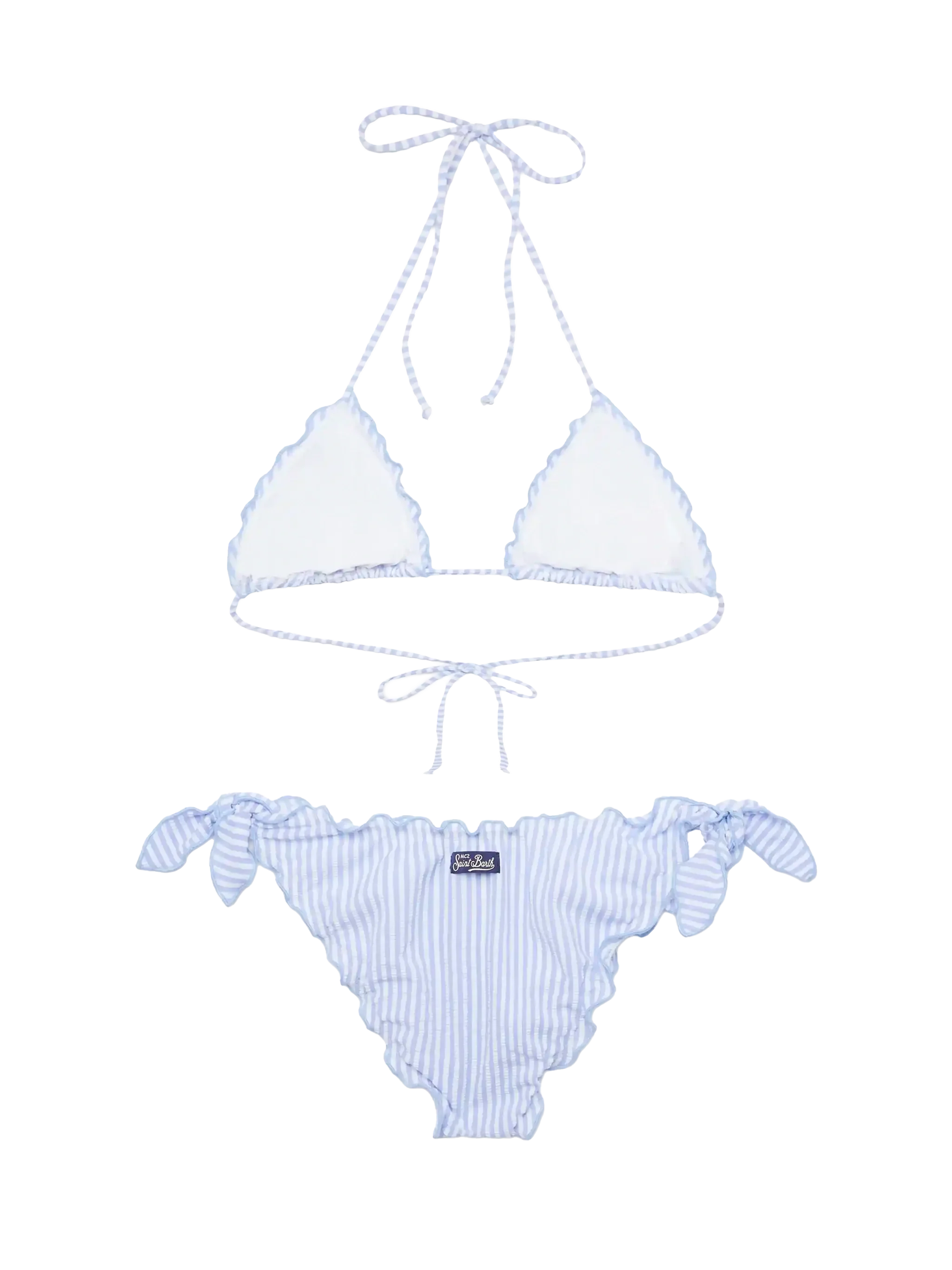 Classic seersucker triangle bikini Sagittarus Moon with striped print - Image 3