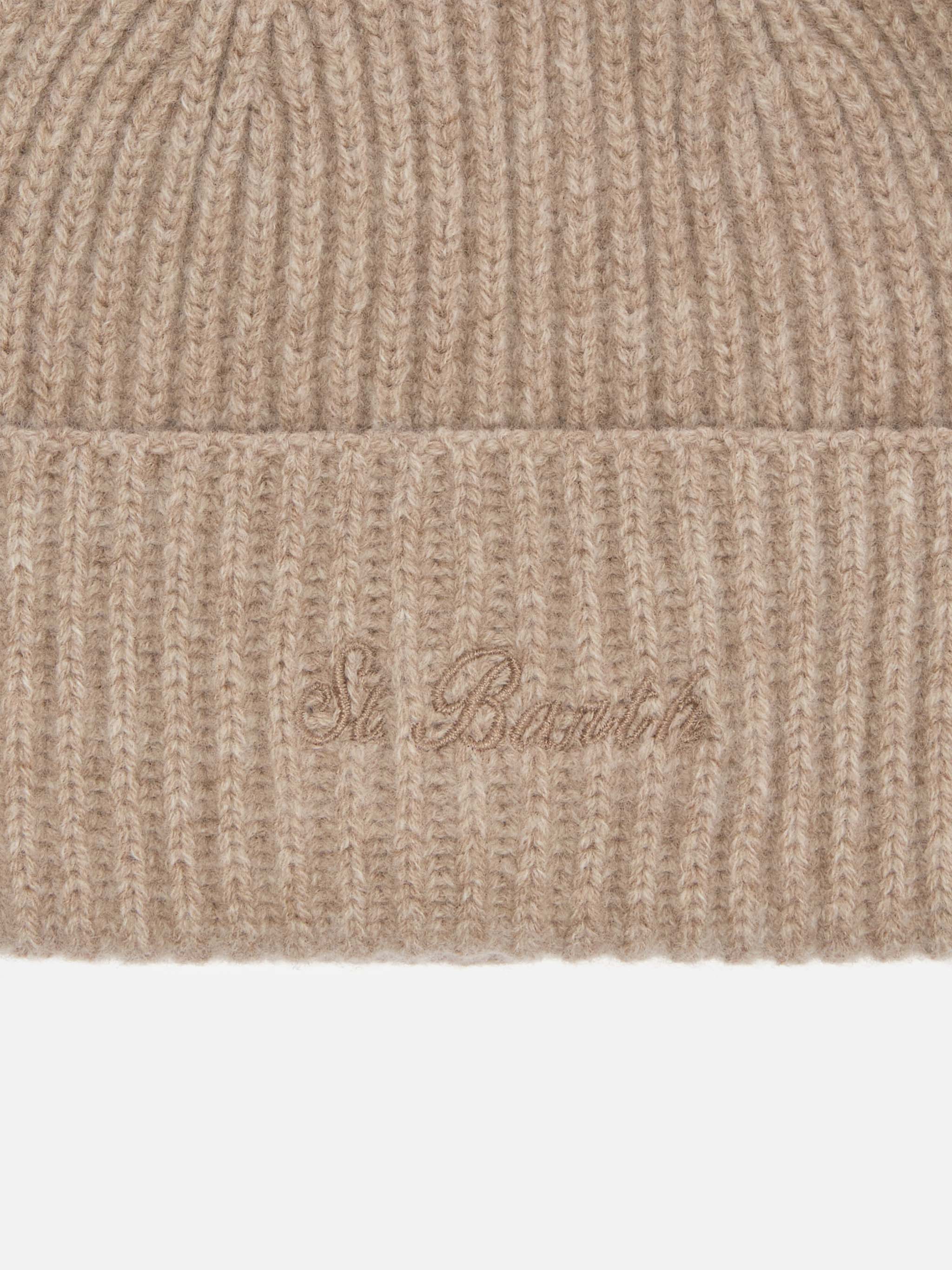 Moss Beanie in 100% WOOL khaki with St. Barth embroidery - Image 2