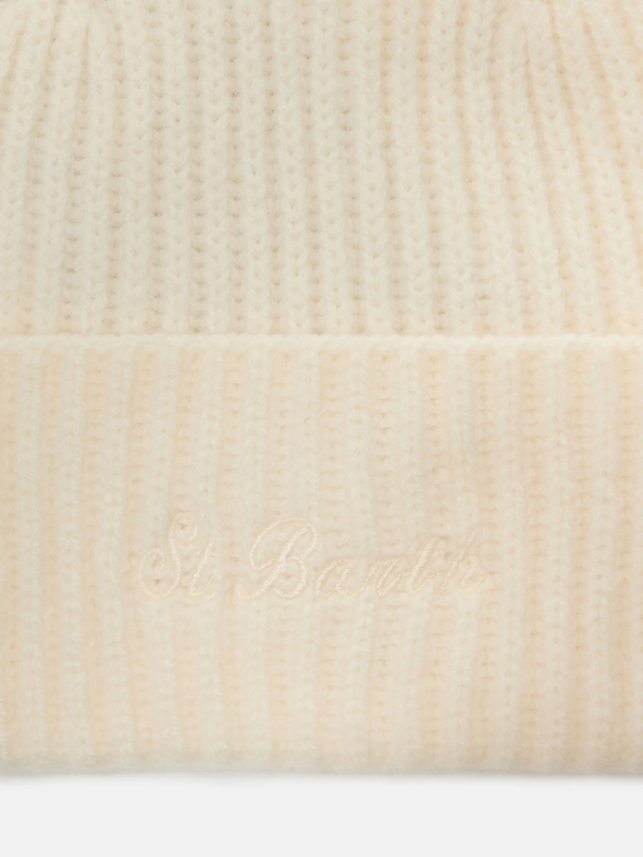 Moss Beanie in white 100% WOOL with St. Barth embroidery - Image 2