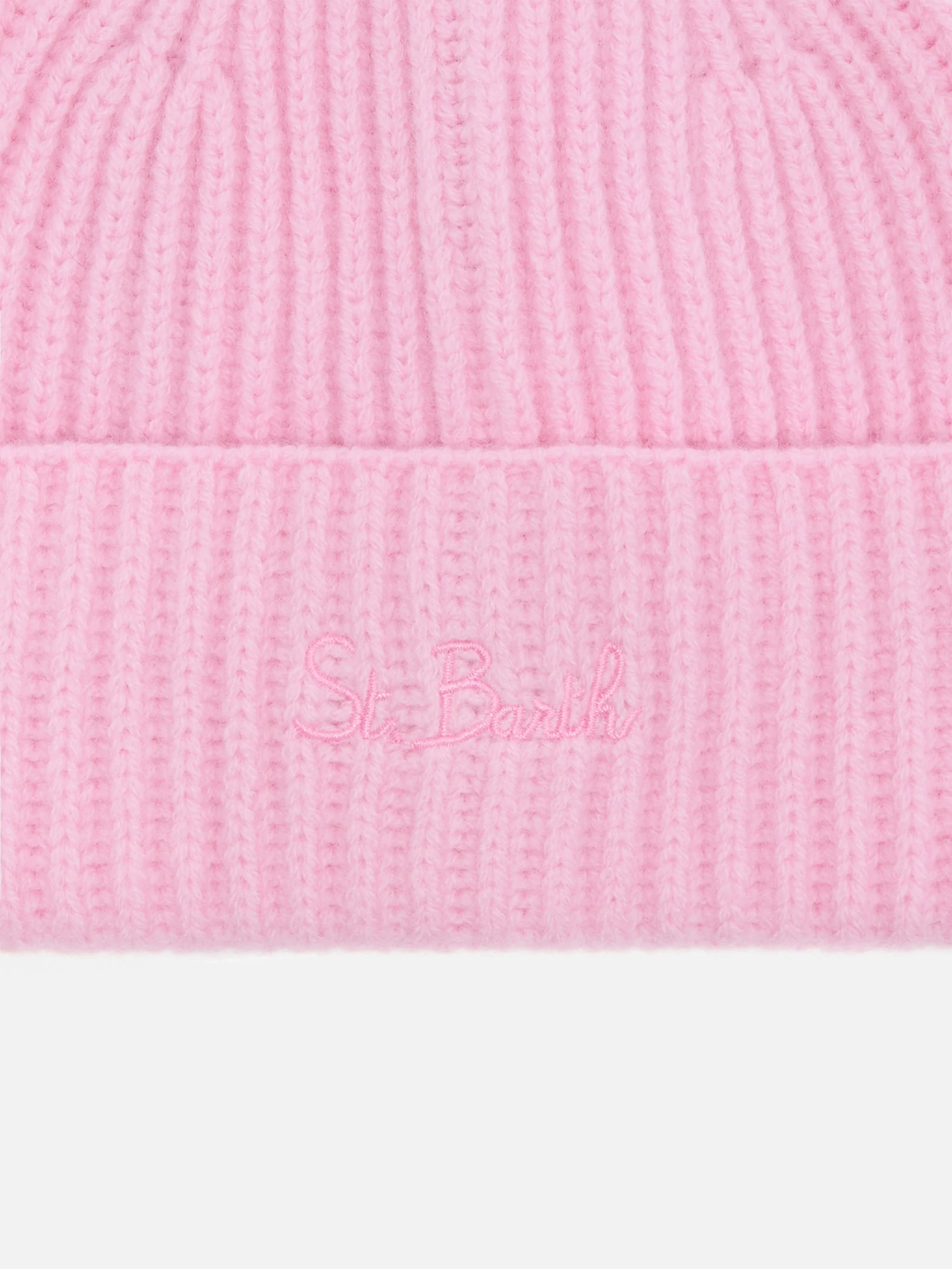 Moss Jr Beanie in pink 100% WOOL with St. Barth embroidery - Image 2