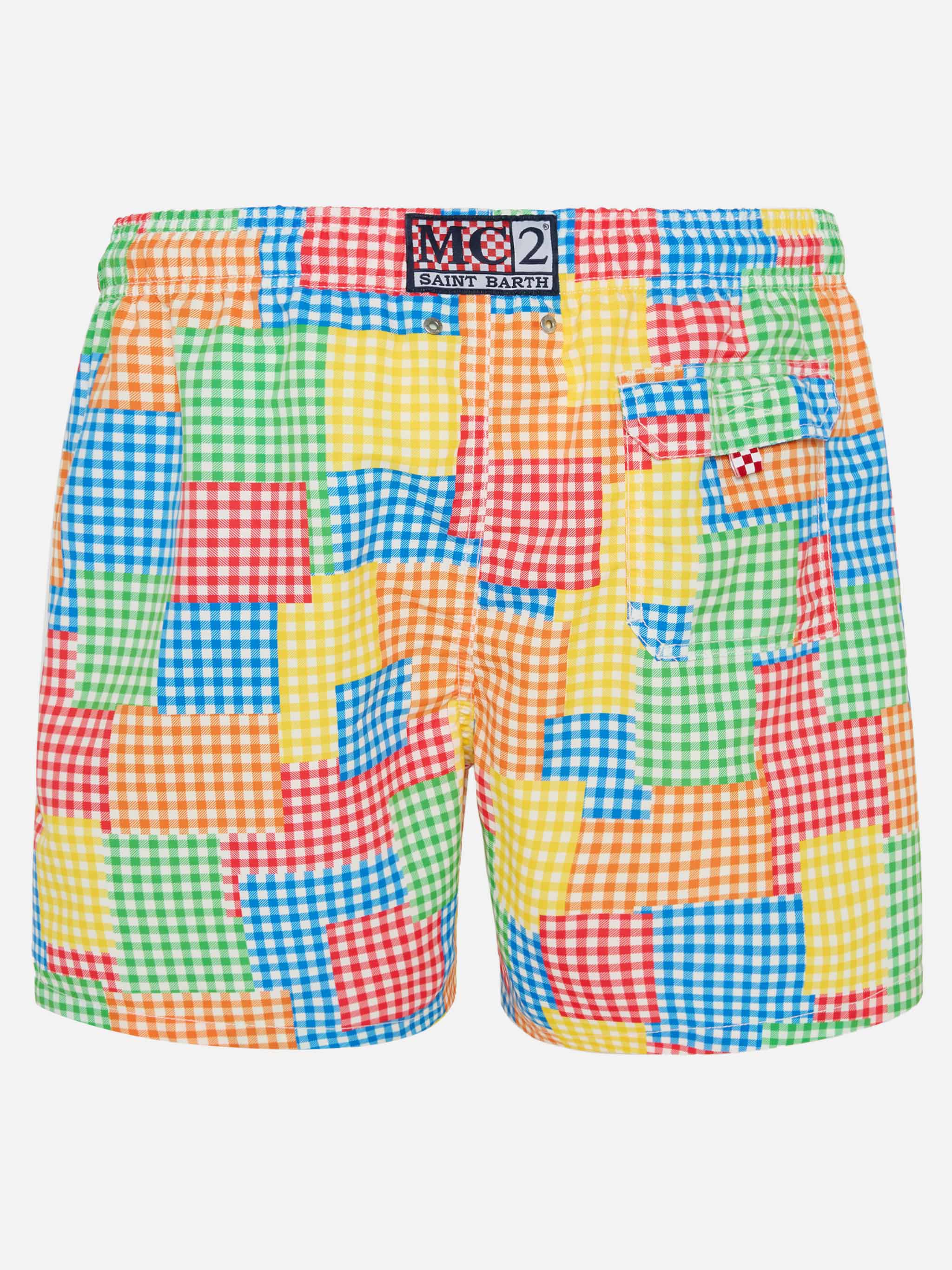 Multicolor gingham man swim shorts - Image 2