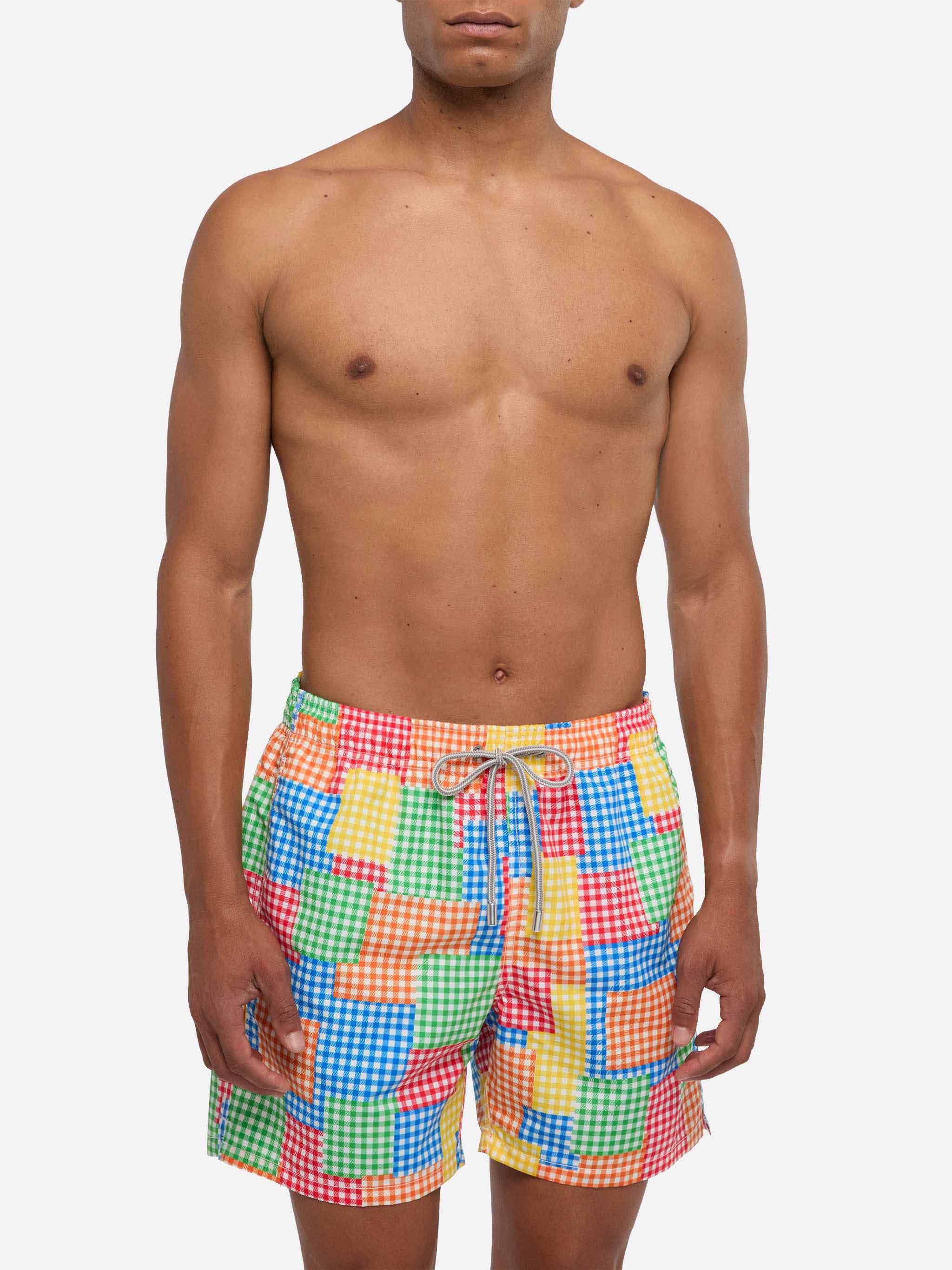 Multicolor gingham man swim shorts - Image 3