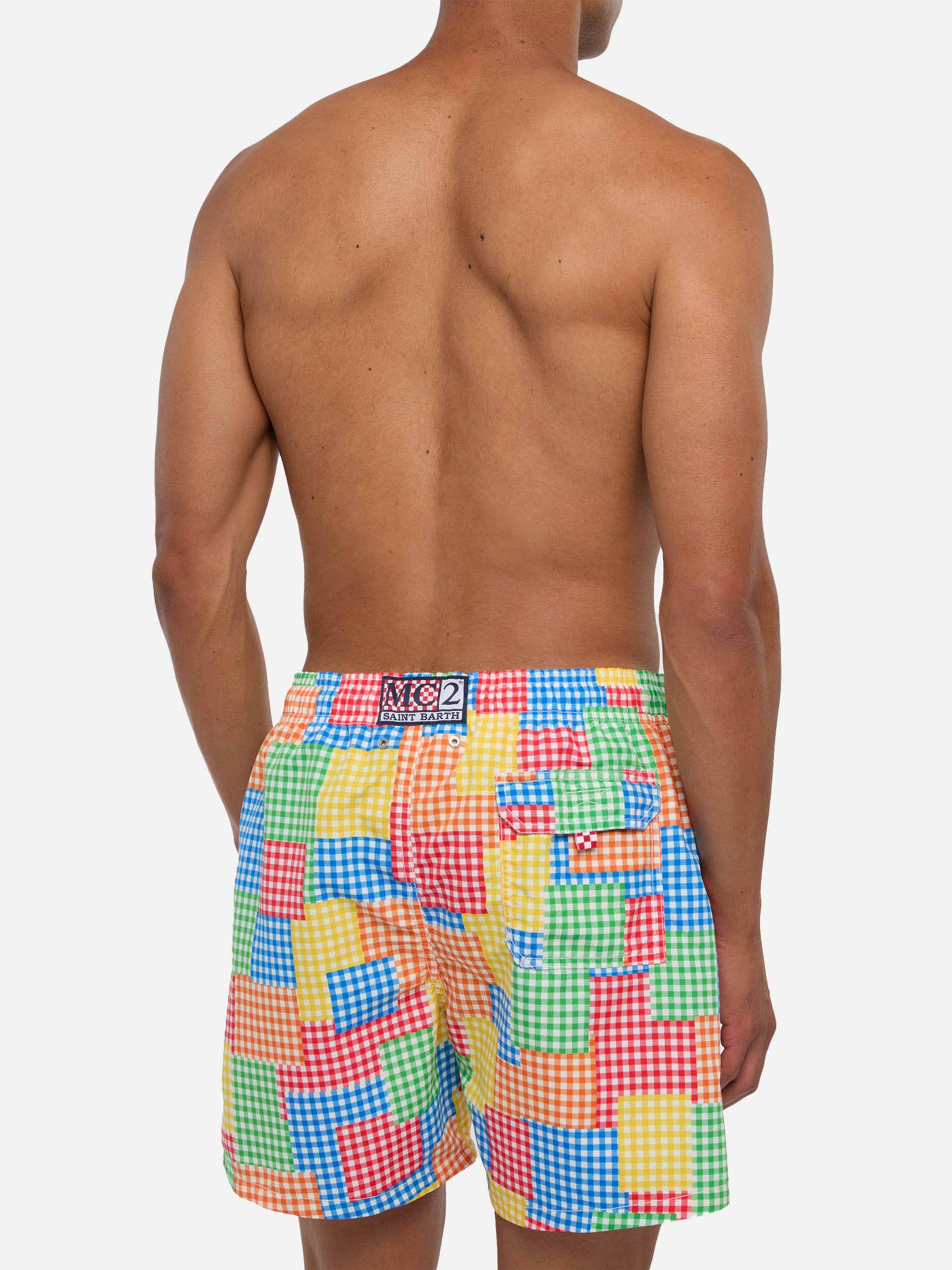 Multicolor gingham man swim shorts - Image 5