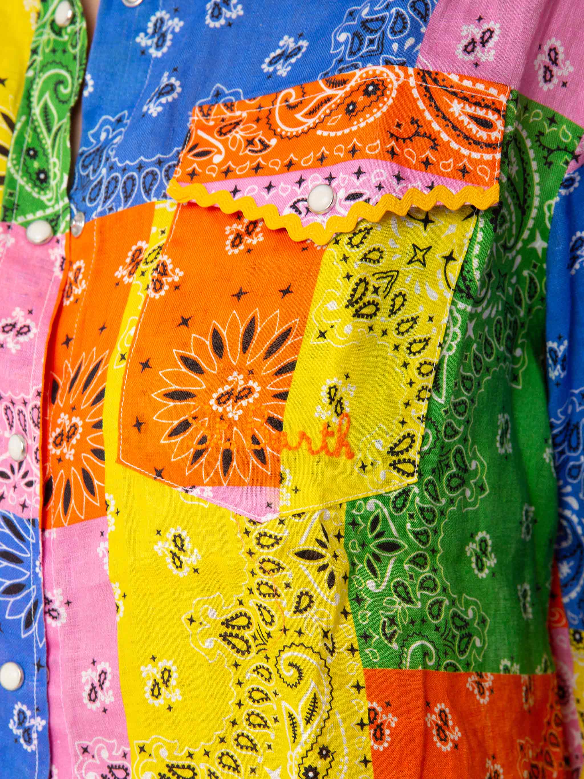 Multicolour bandanna print linen shirt - Image 3