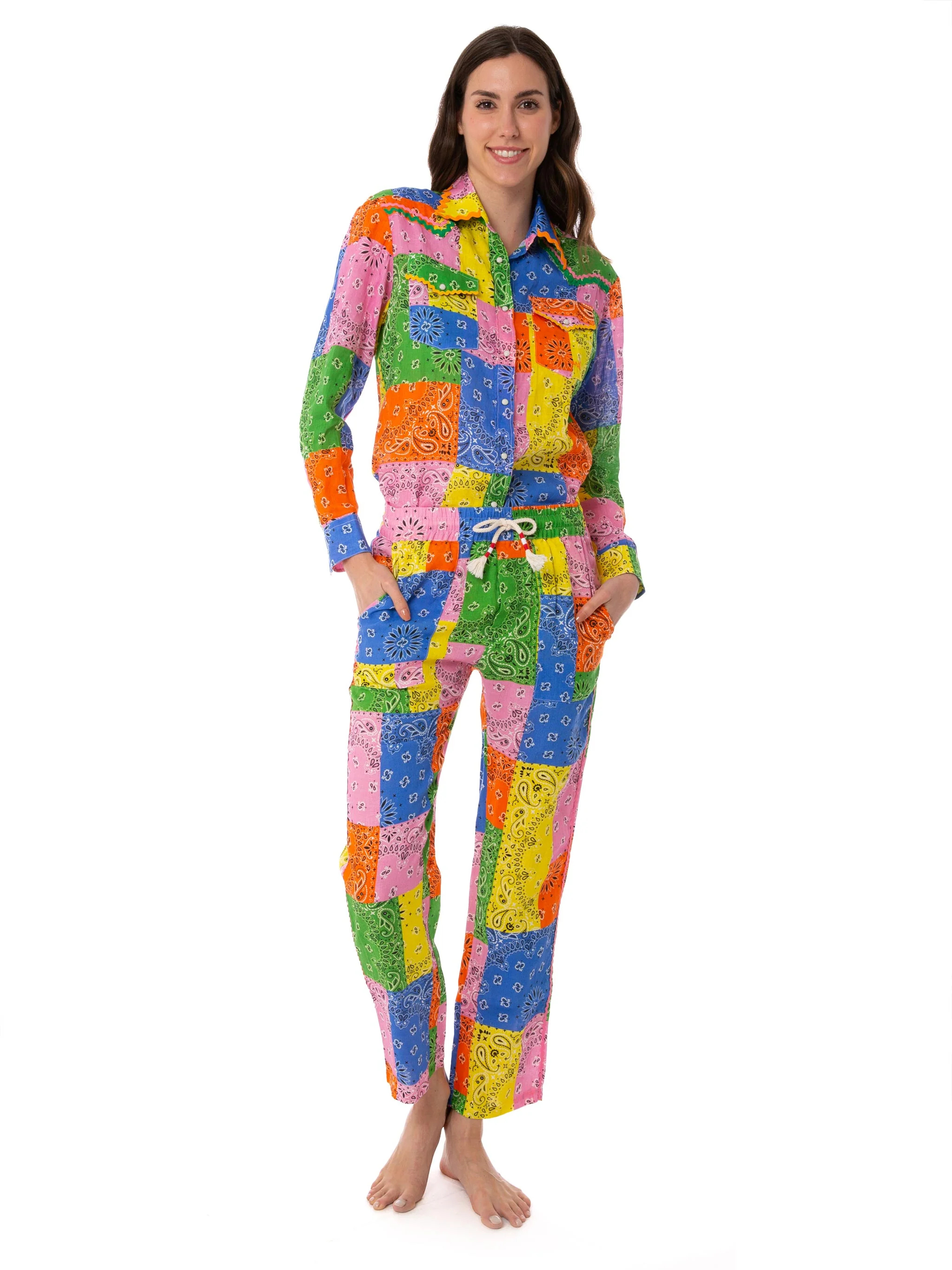 Multicolour bandanna print linen shirt - Image 4
