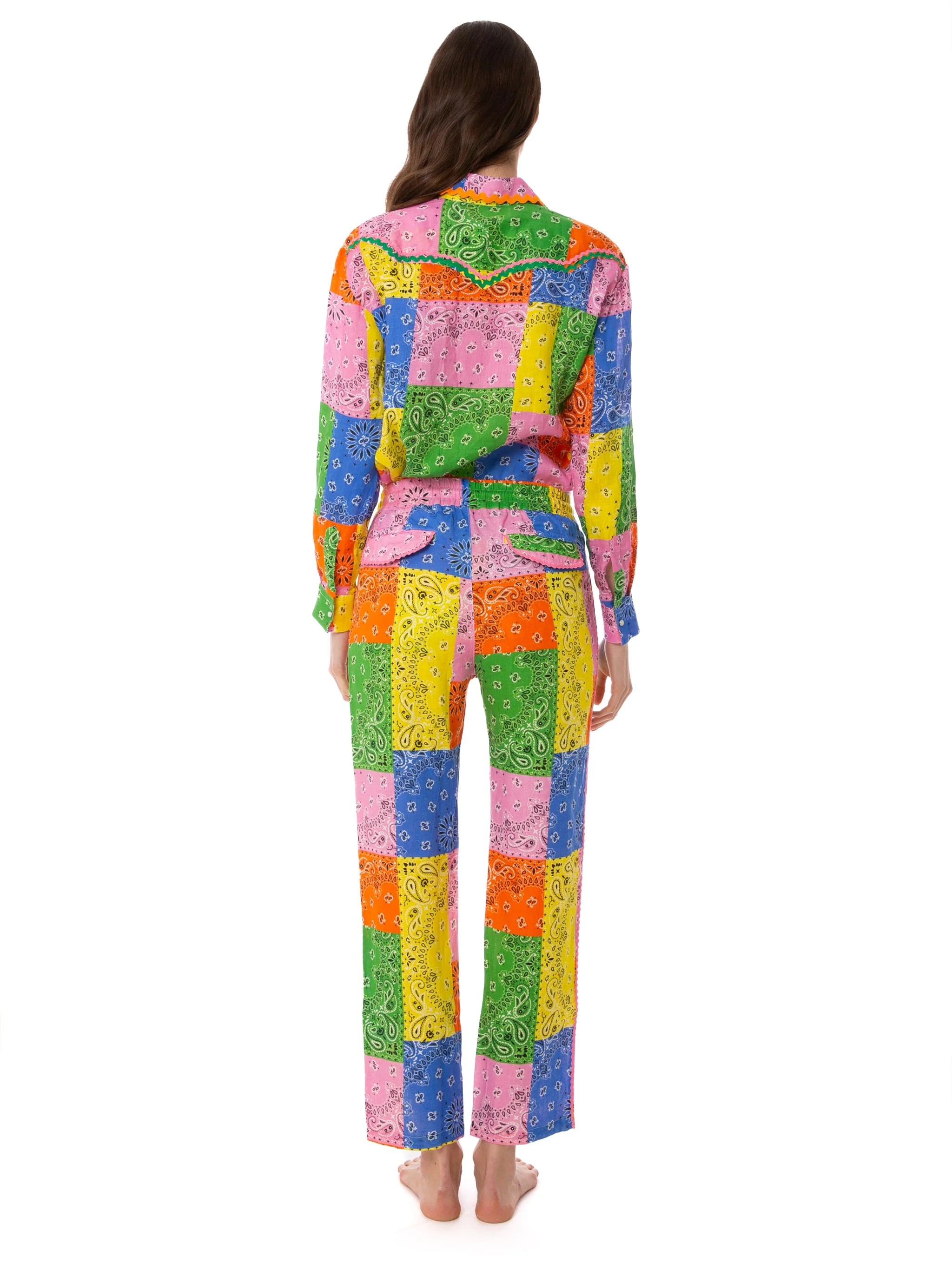 Multicolour bandanna print linen shirt - Image 5