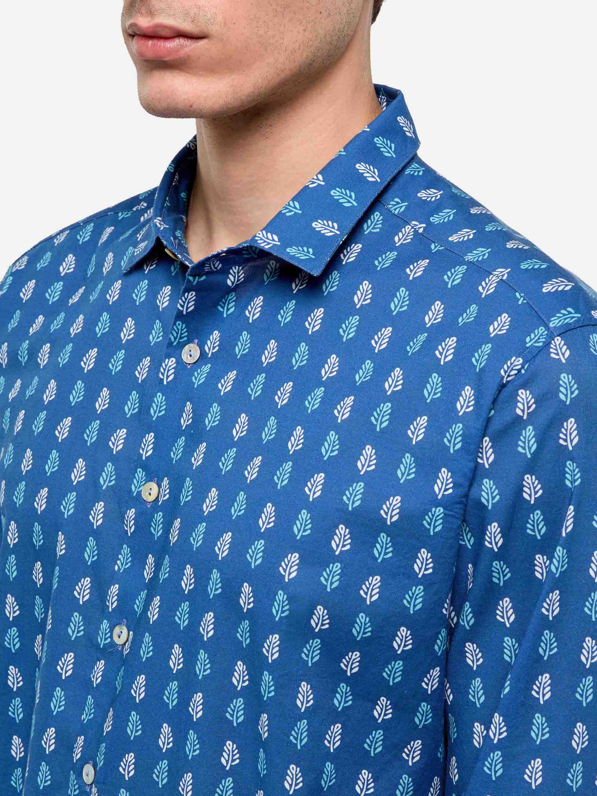 Muslin cotton shirt Sikelia with batik print - Image 2