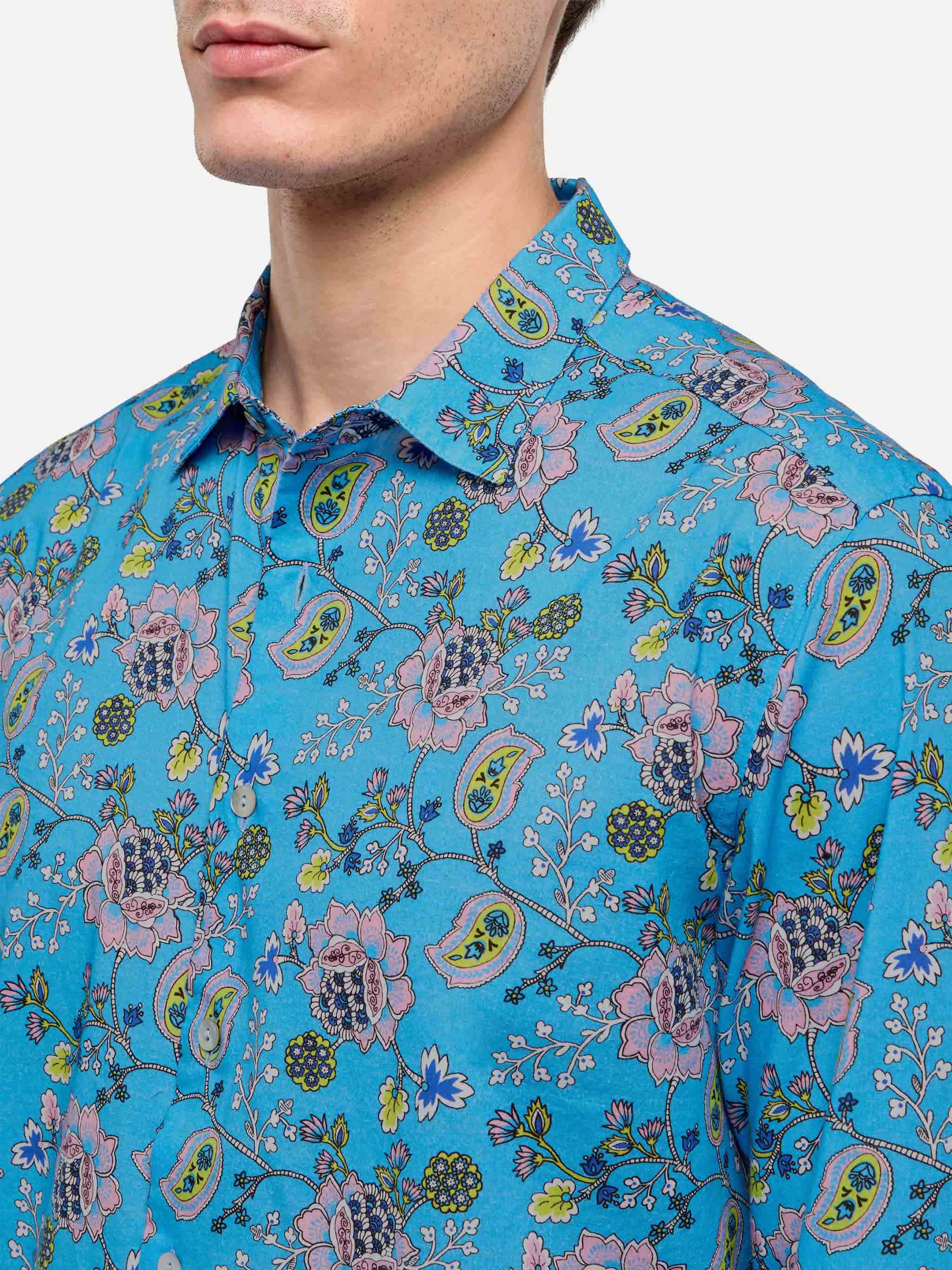 Muslin cotton shirt Sikelia with boho print - Image 2