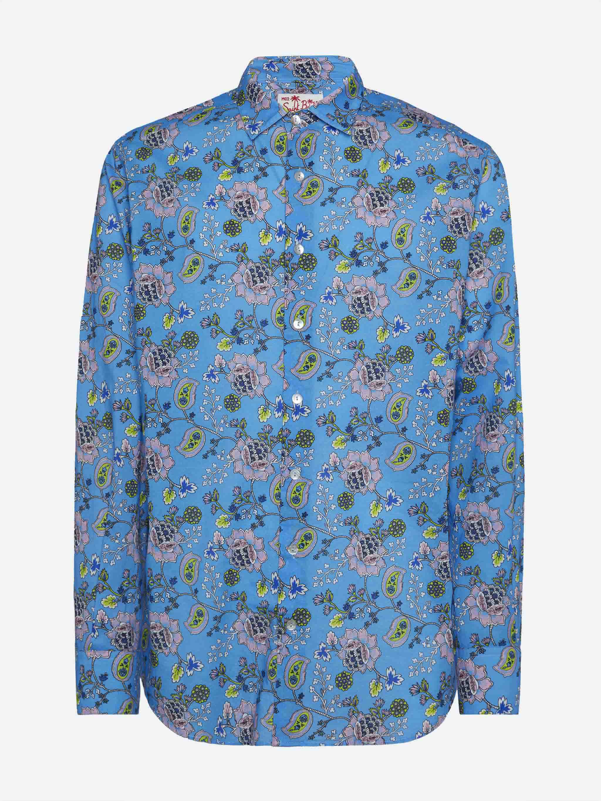 Muslin cotton shirt Sikelia with boho print - Image 4