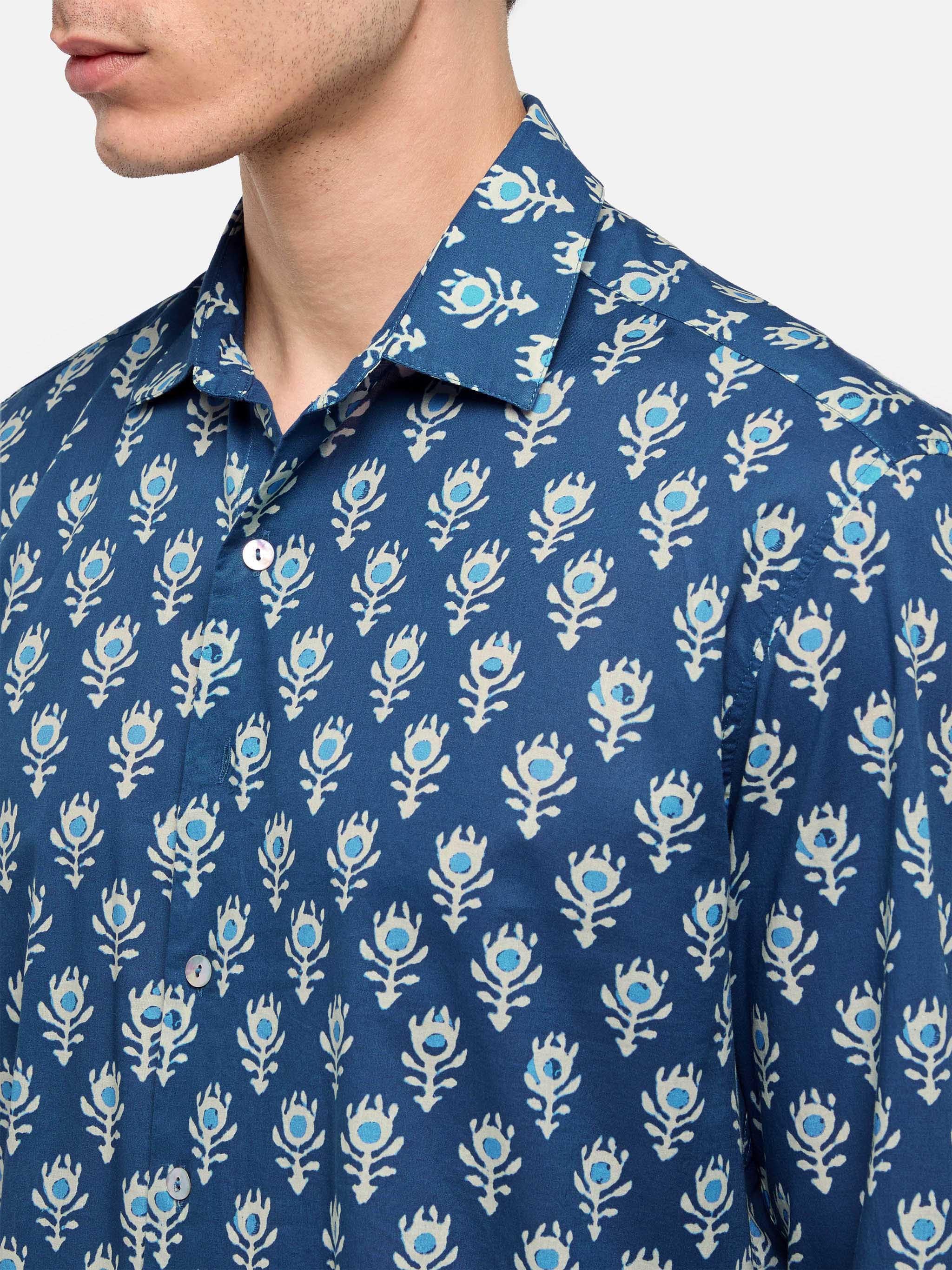 Muslin cotton shirt Sikelia with boho print - Image 2