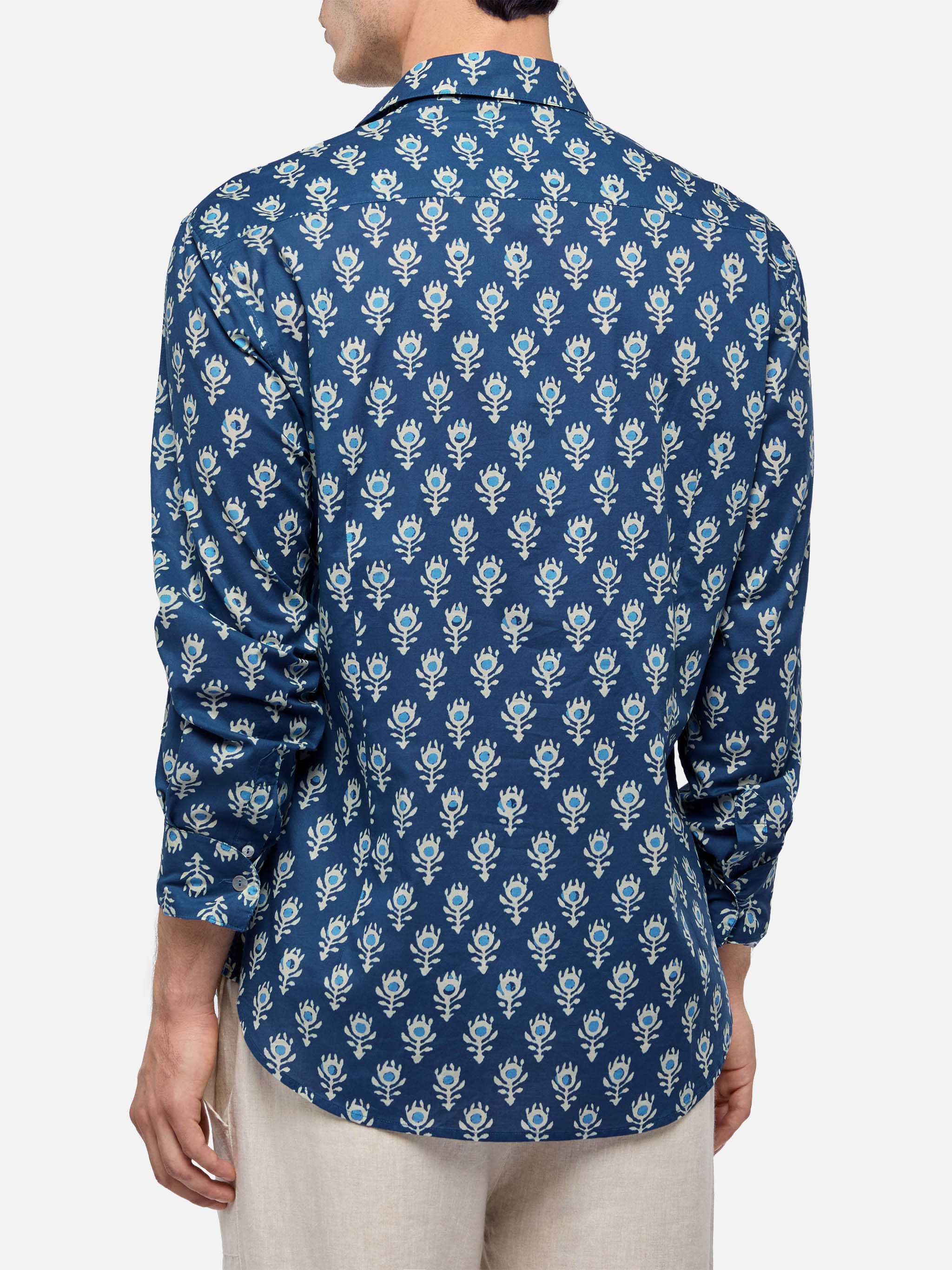 Muslin cotton shirt Sikelia with boho print - Image 3