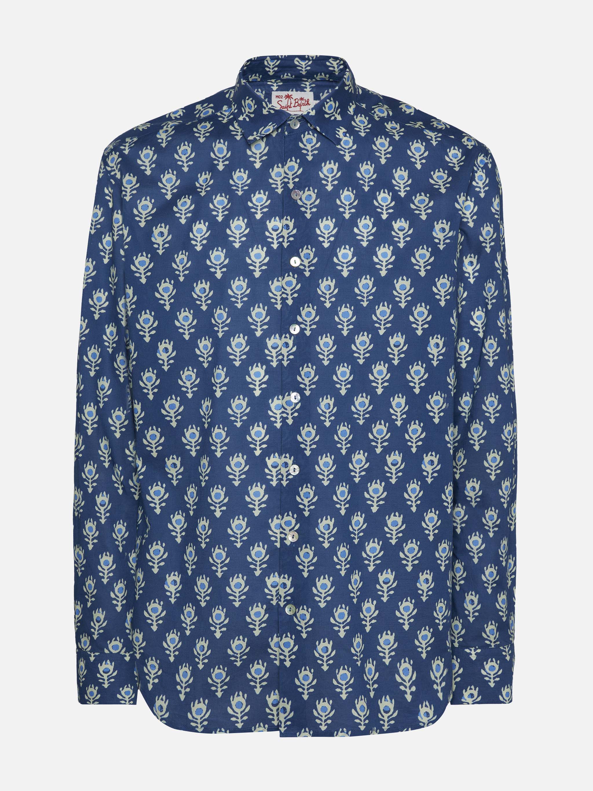 Muslin cotton shirt Sikelia with boho print - Image 4