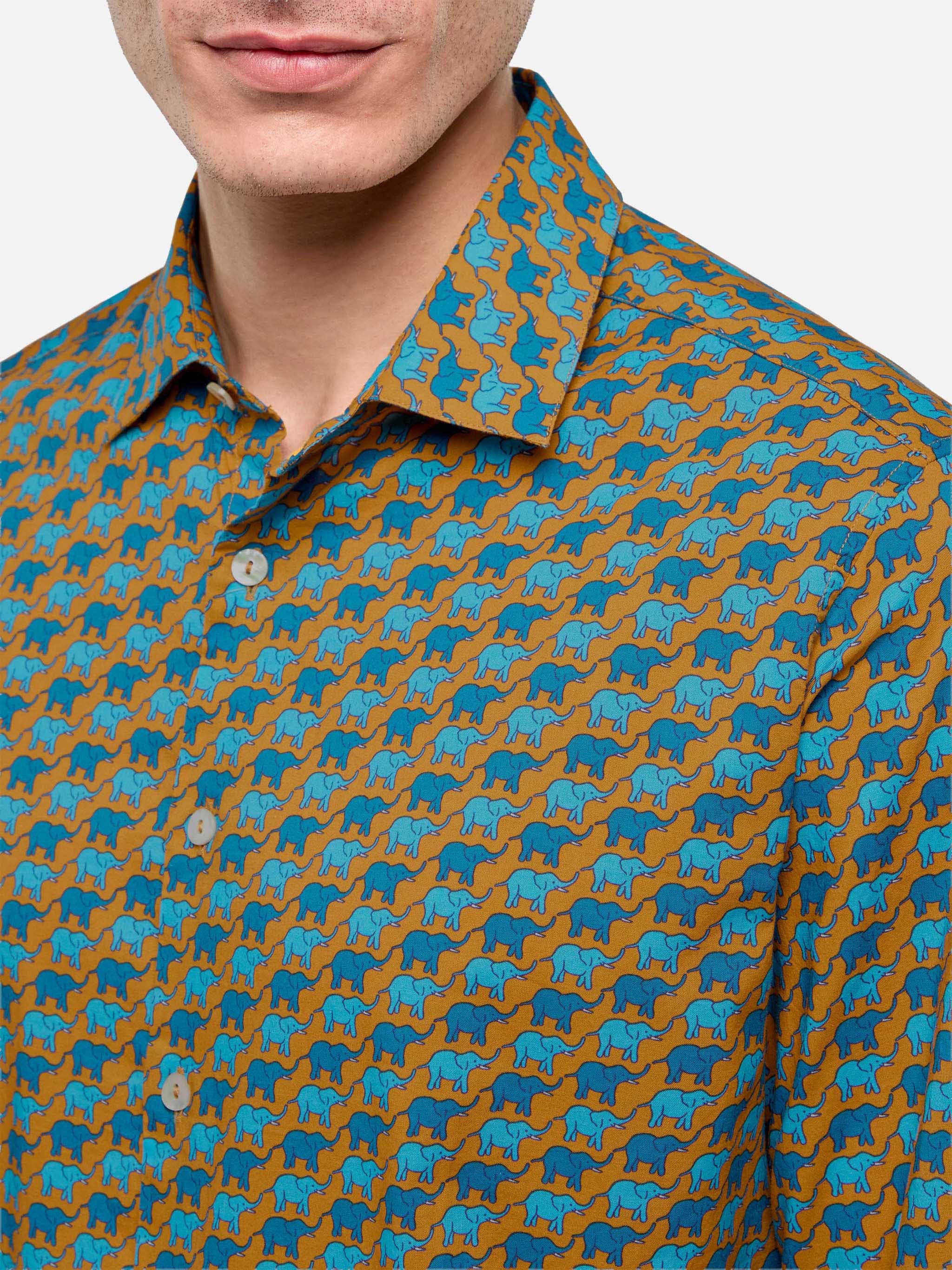 Muslin cotton shirt Sikelia with elephant print - Image 2
