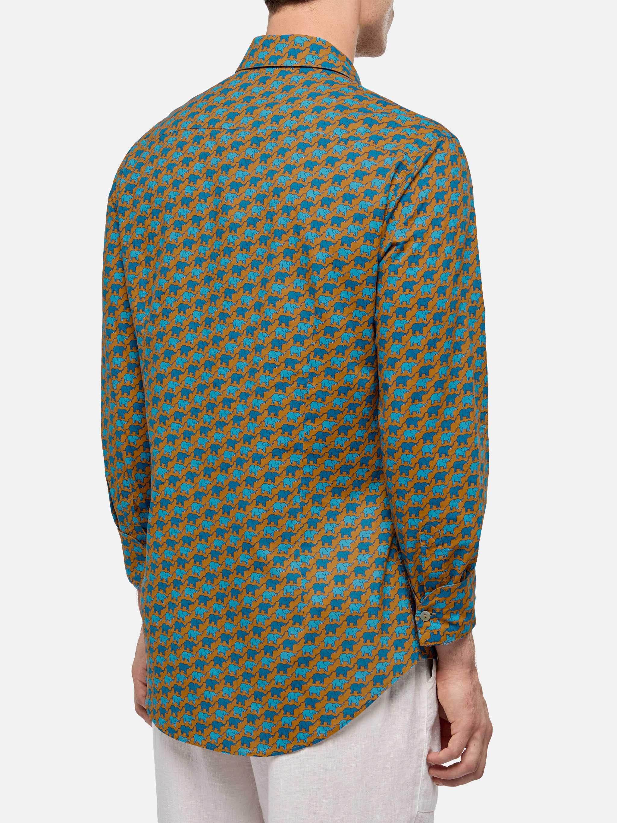 Muslin cotton shirt Sikelia with elephant print - Image 3