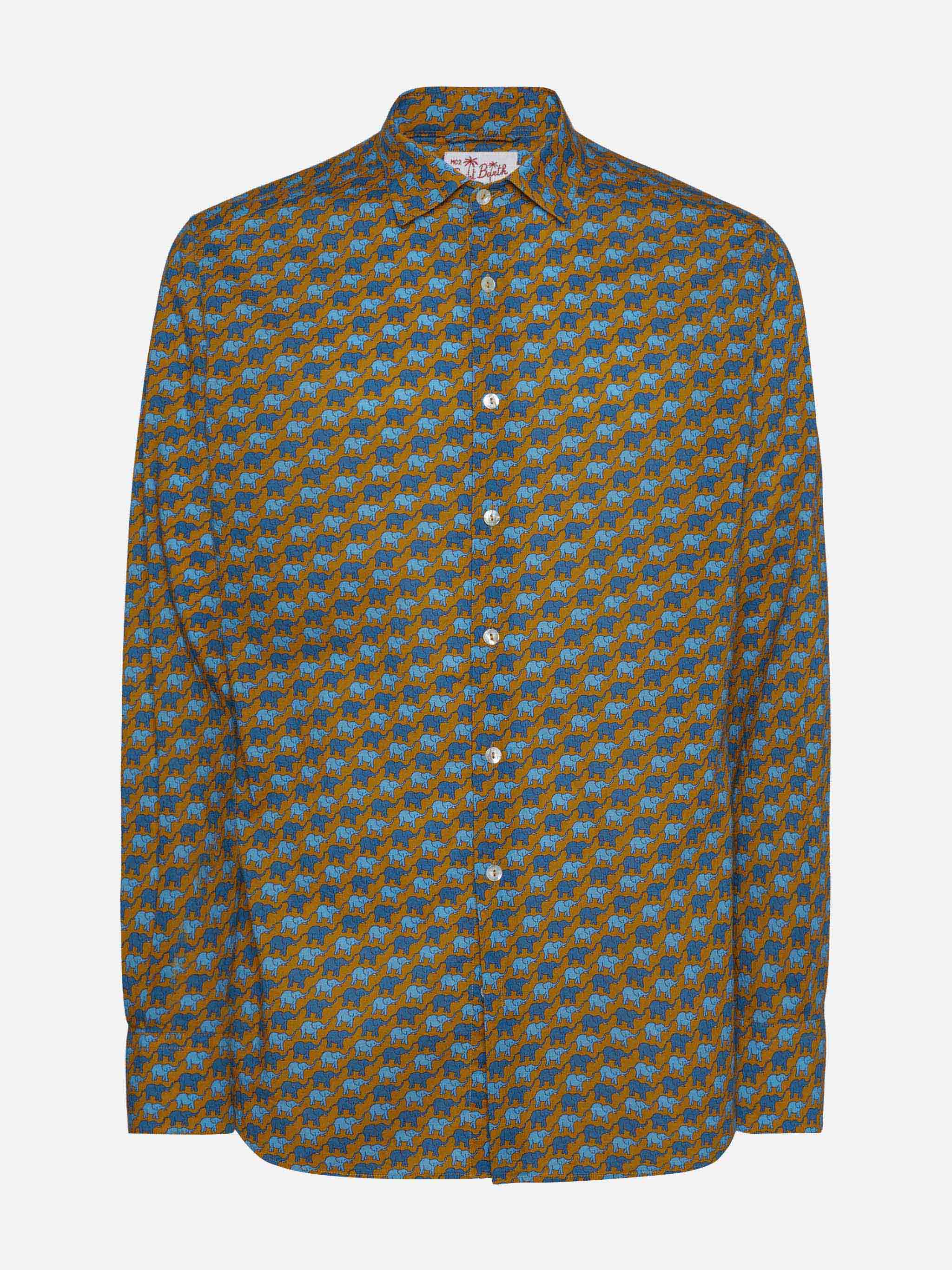 Muslin cotton shirt Sikelia with elephant print - Image 4