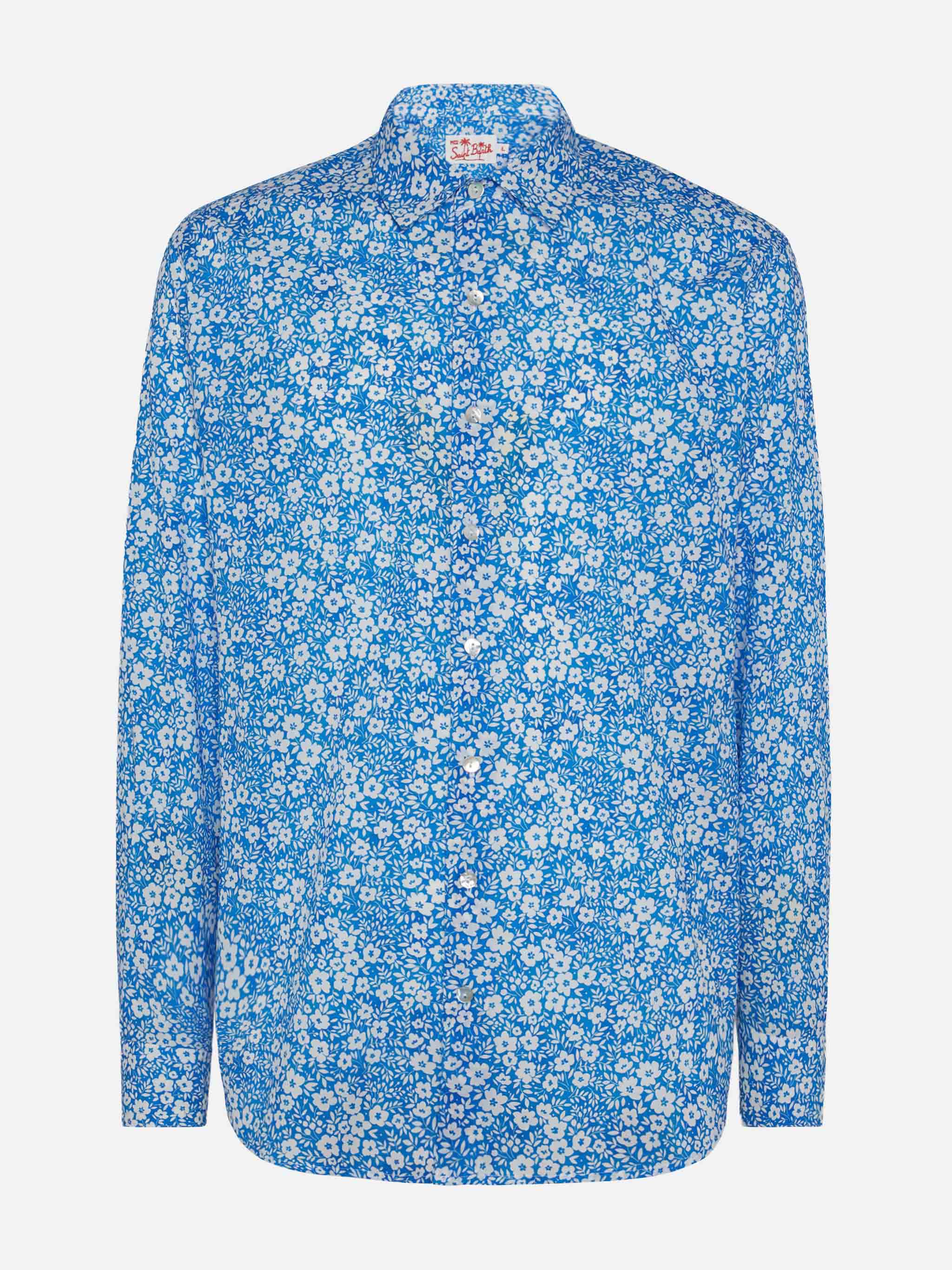 Muslin cotton shirt Sikelia with floral print - Image 4