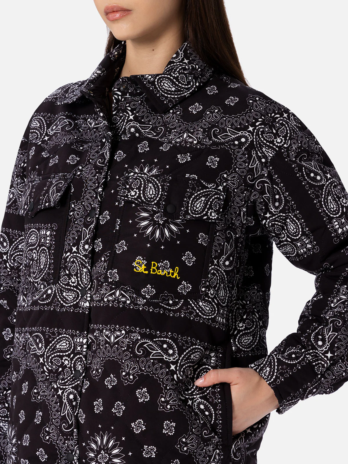 Kimmy black bandana print padded jacket - Image 2