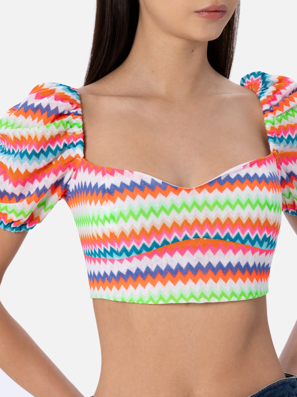 Delia fluo chevron raschel crop top - Image 2