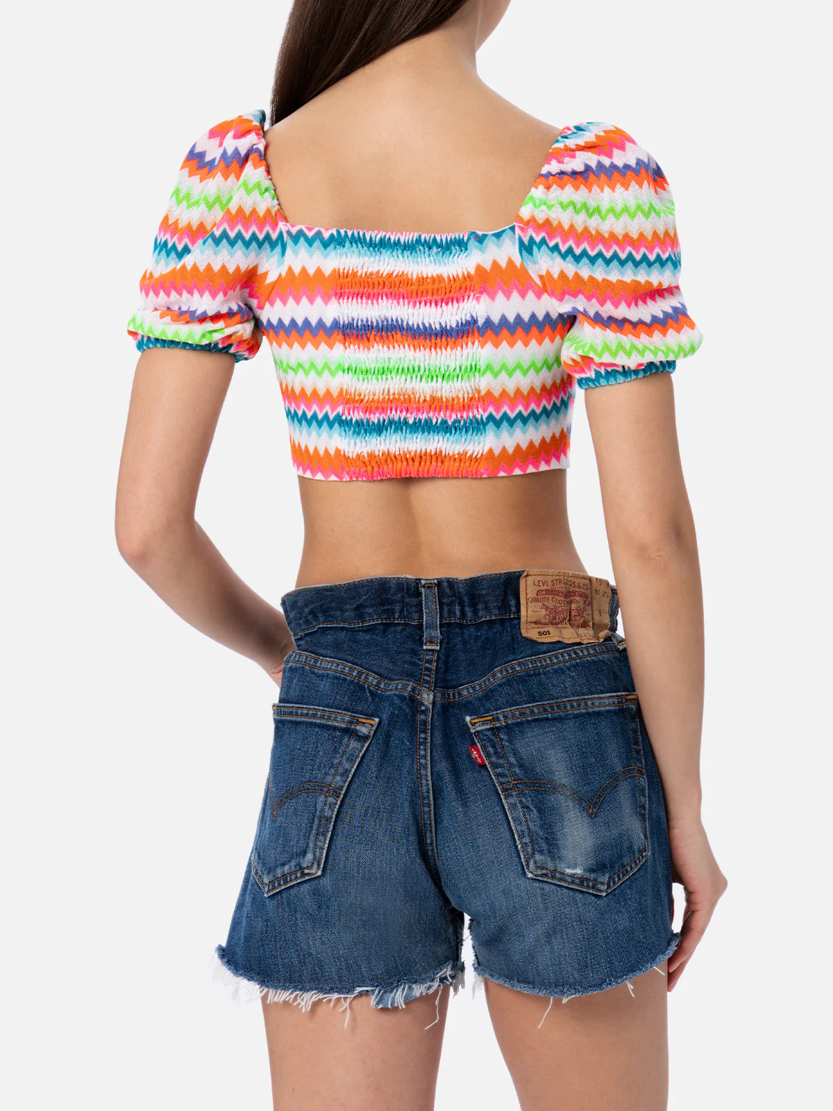 Delia fluo chevron raschel crop top - Image 3