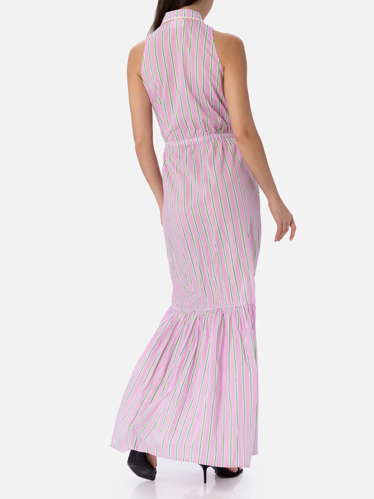 Ida lilac and orange striped long dress - Image 3