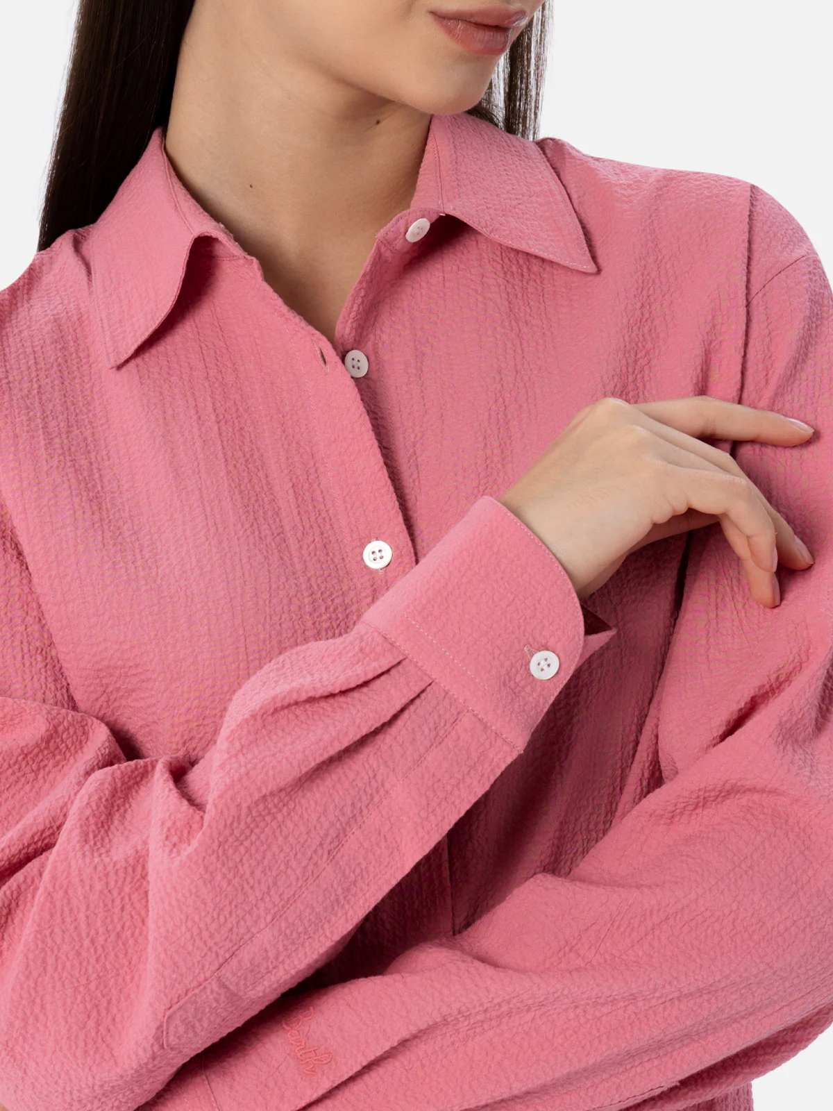 Aisha pink seersucker shirt - Image 2