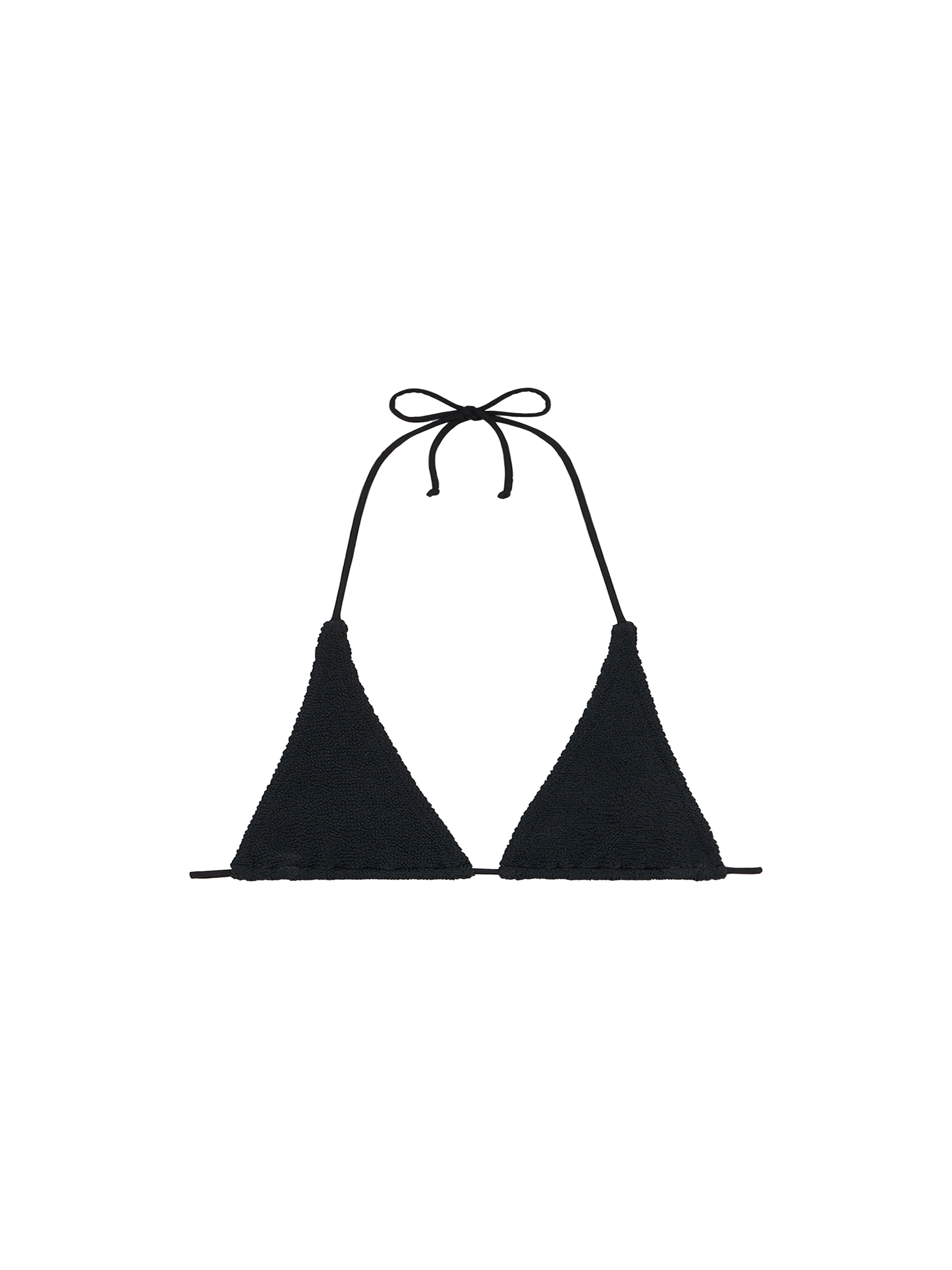 Guiana black crinkle elongated triangle bikini top