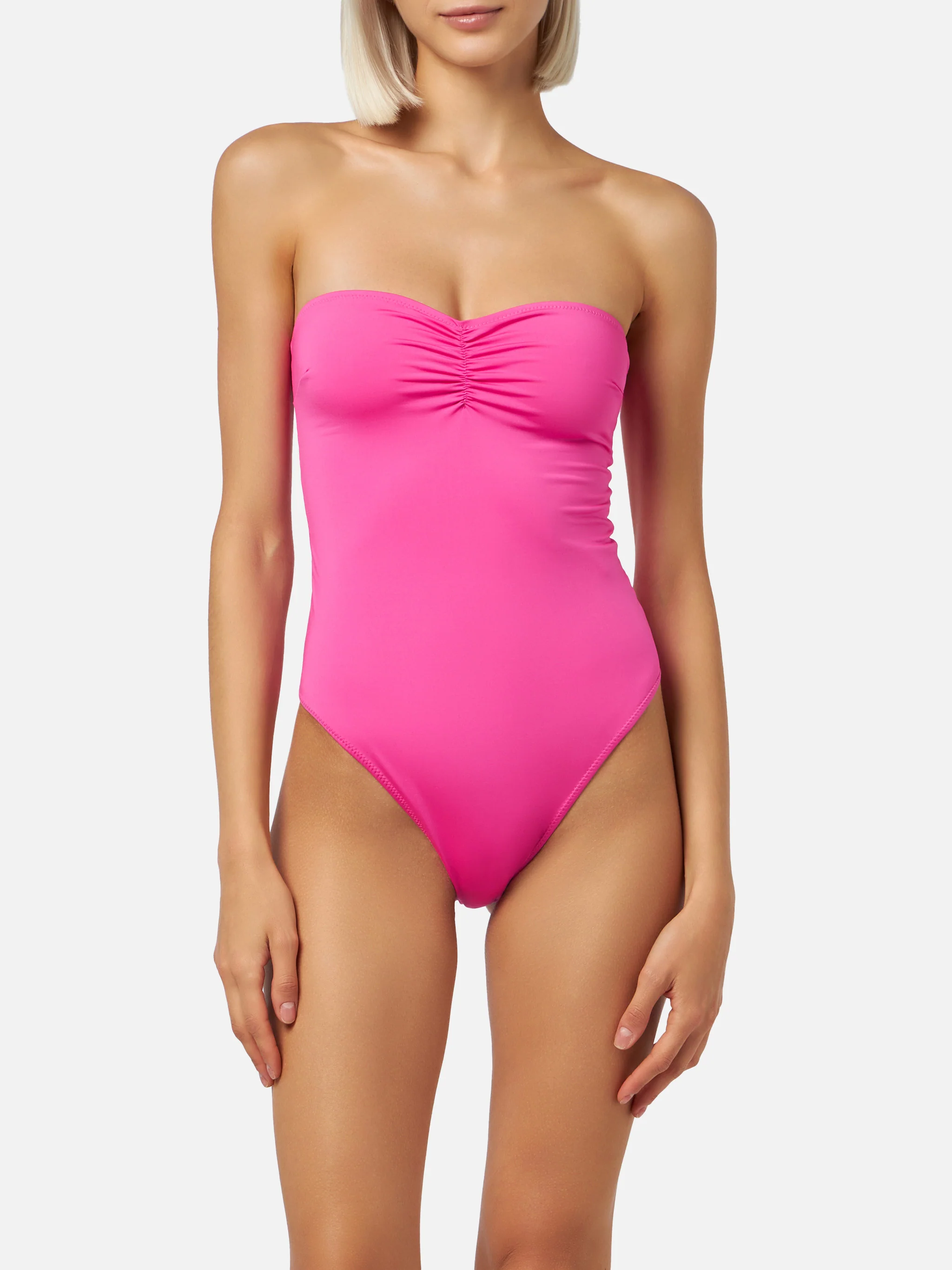 Women fuscia strapless one piece swimsuit Soleil - Image 2