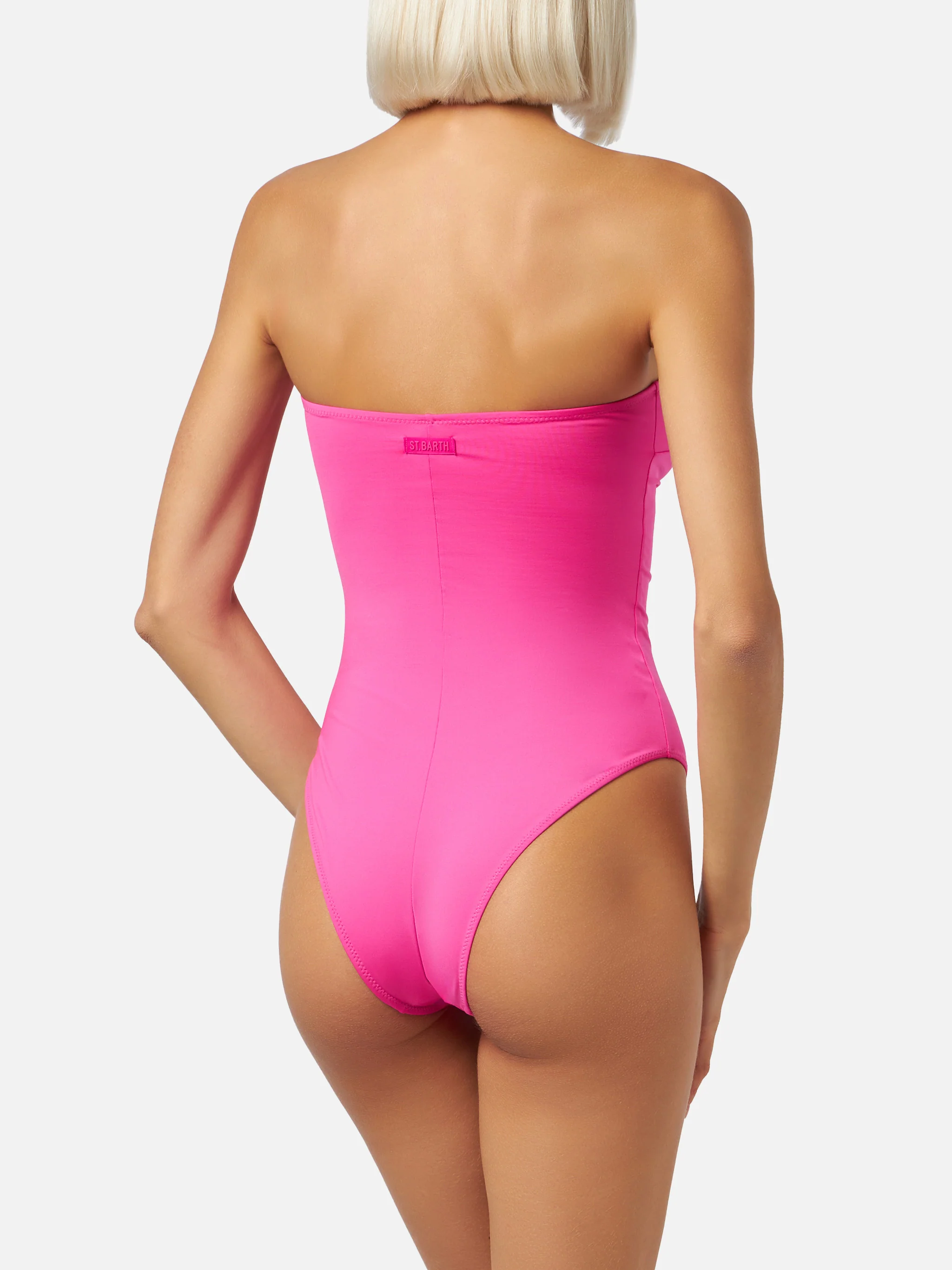 Women fuscia strapless one piece swimsuit Soleil - Image 4