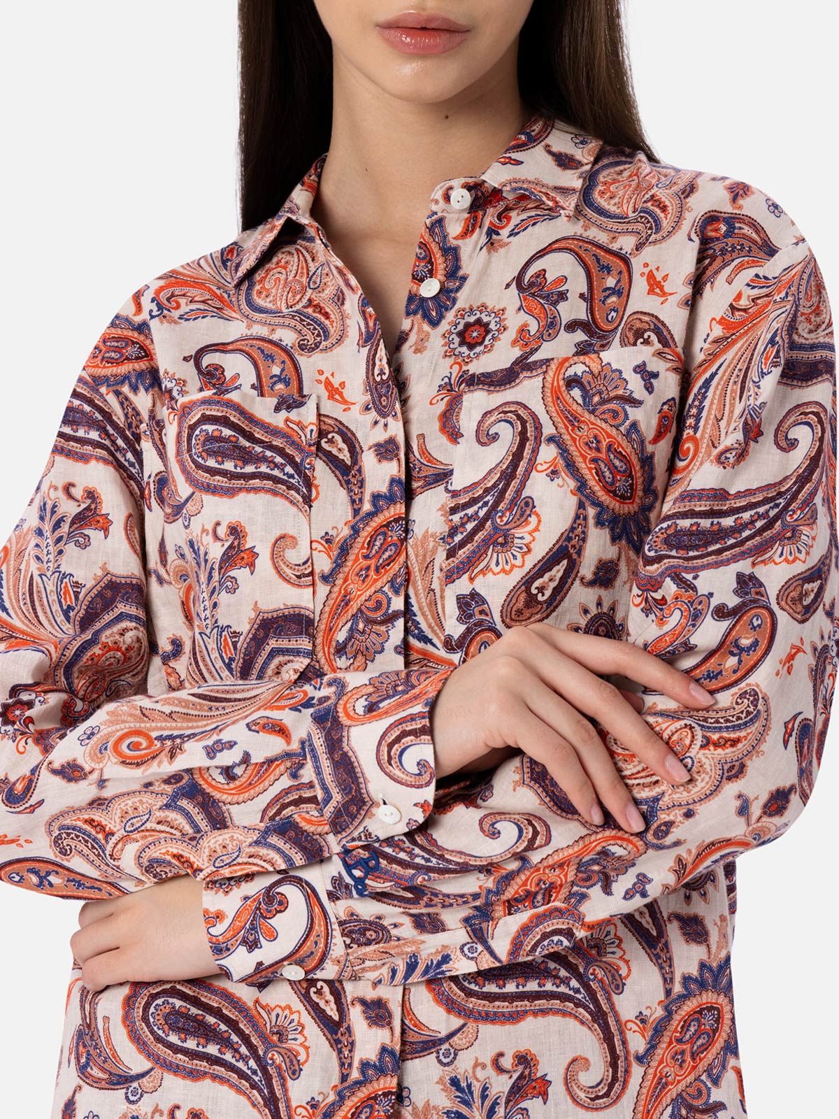 Alodie linen shirt with paisley print - Image 4