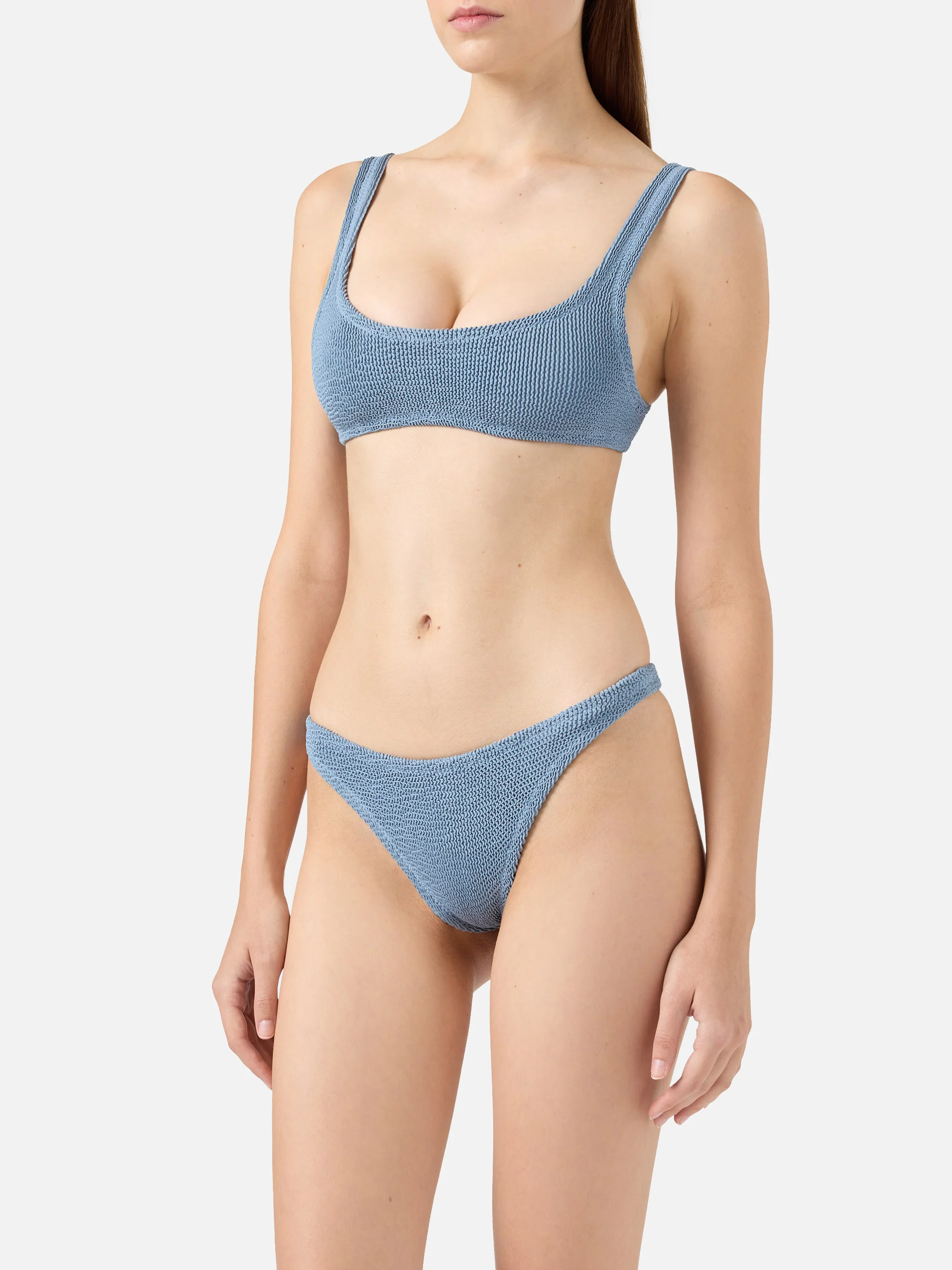 Naima Naomi crinkle bralette bikini in aviator blue - Image 2