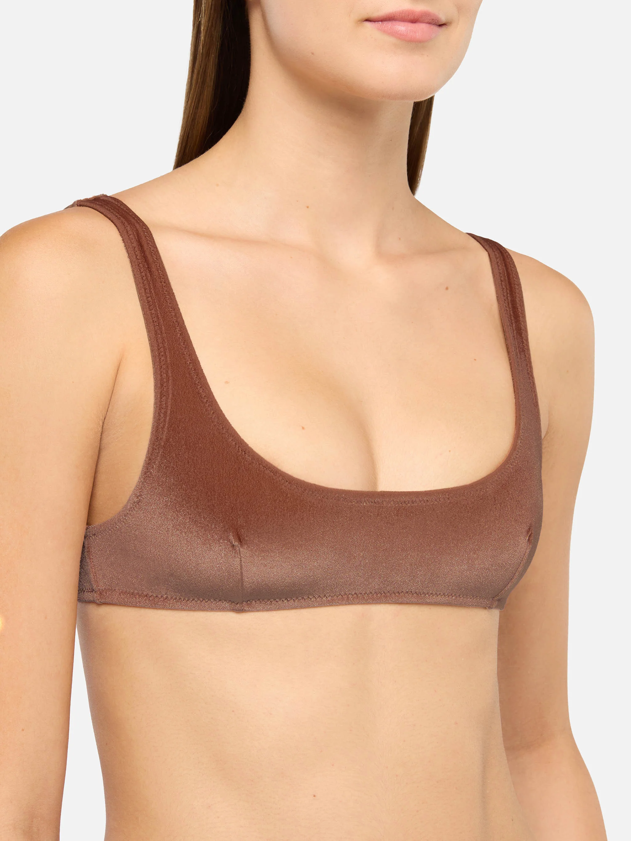 Naima Naomi velvet bralette bikini in camel brown - Image 3