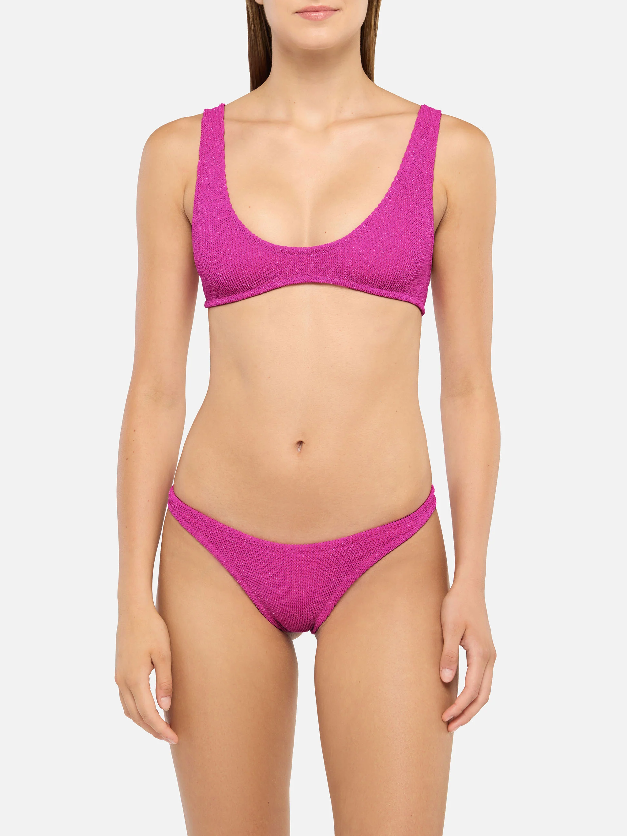 Pamy Naomi crinkle lurex bralette bikini in fuchsia - Image 2