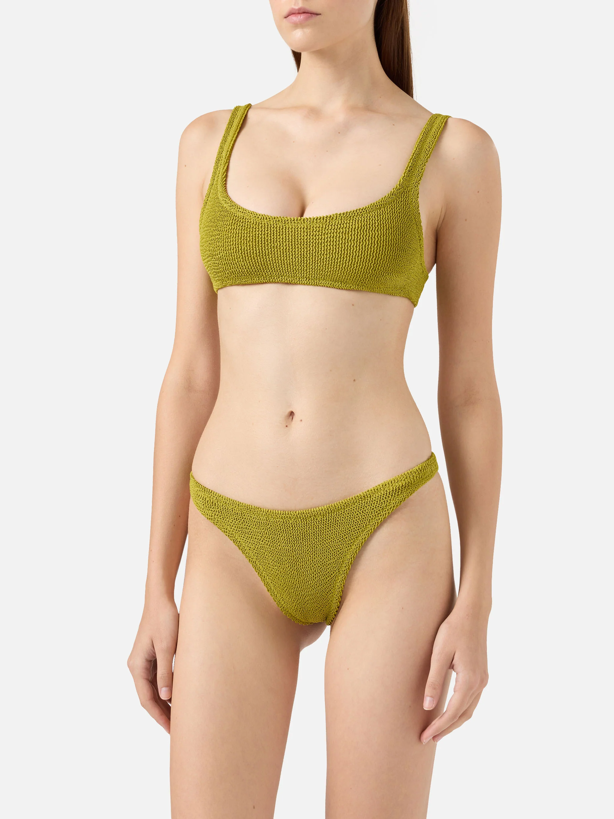 Naima Naomi crinkle bralette bikini in pistachio - Image 2