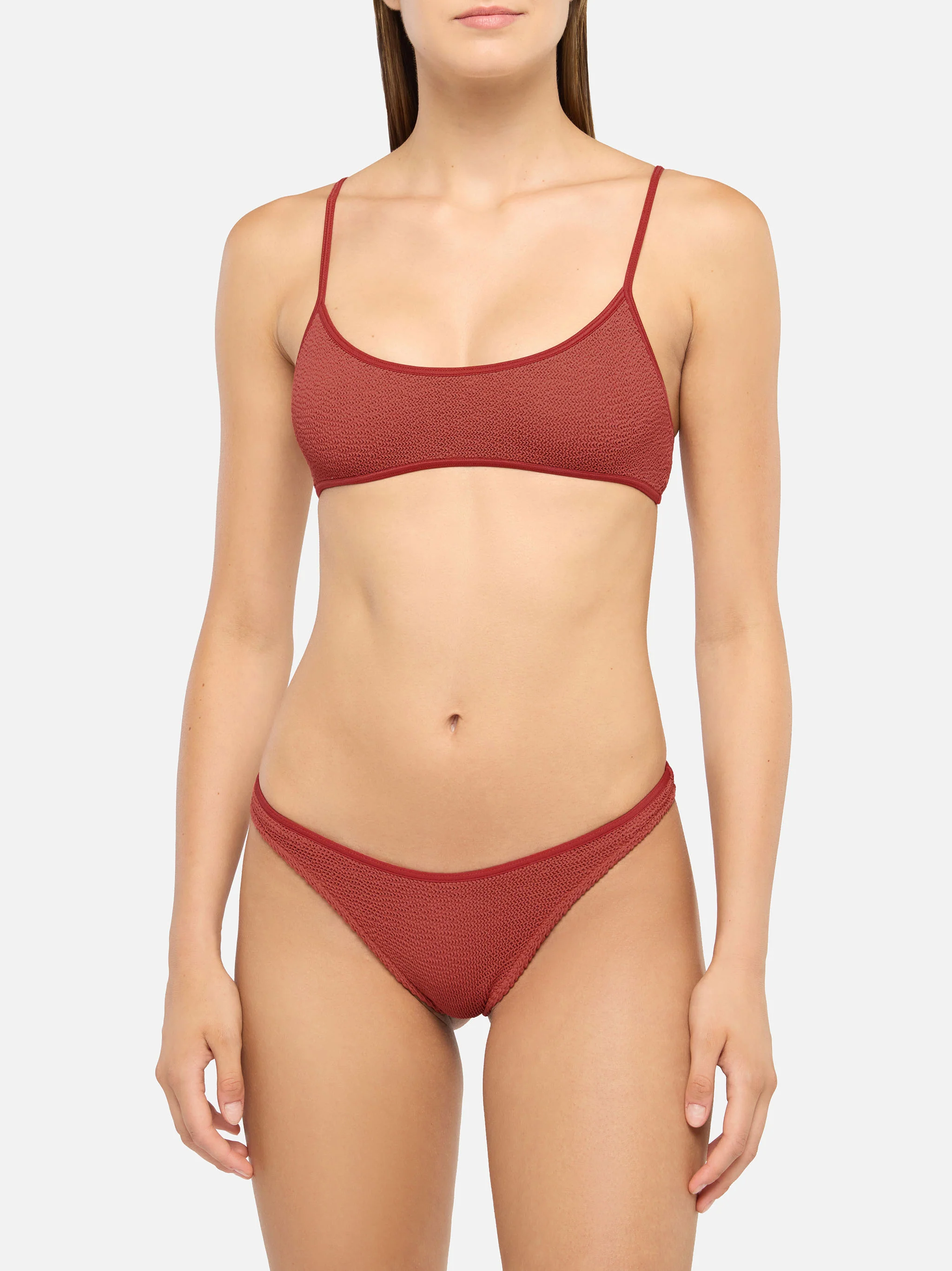 Bralette bikini Judy Naomi with cheeky swim briefs in rust orange crinkle - Image 2