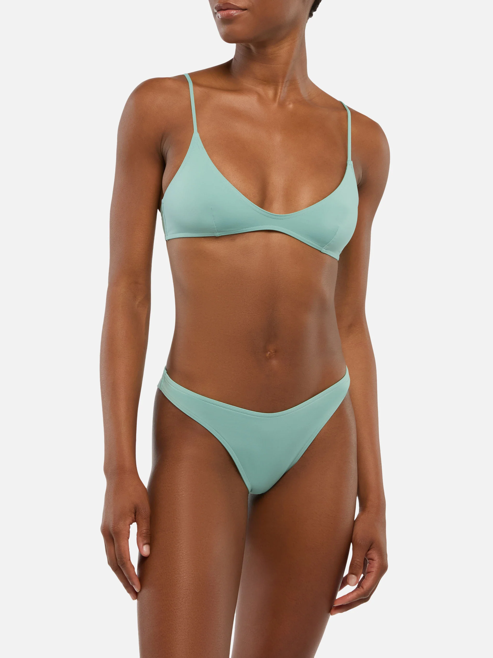Paloma Naomi plunging bralette bikini in sage green - Image 2
