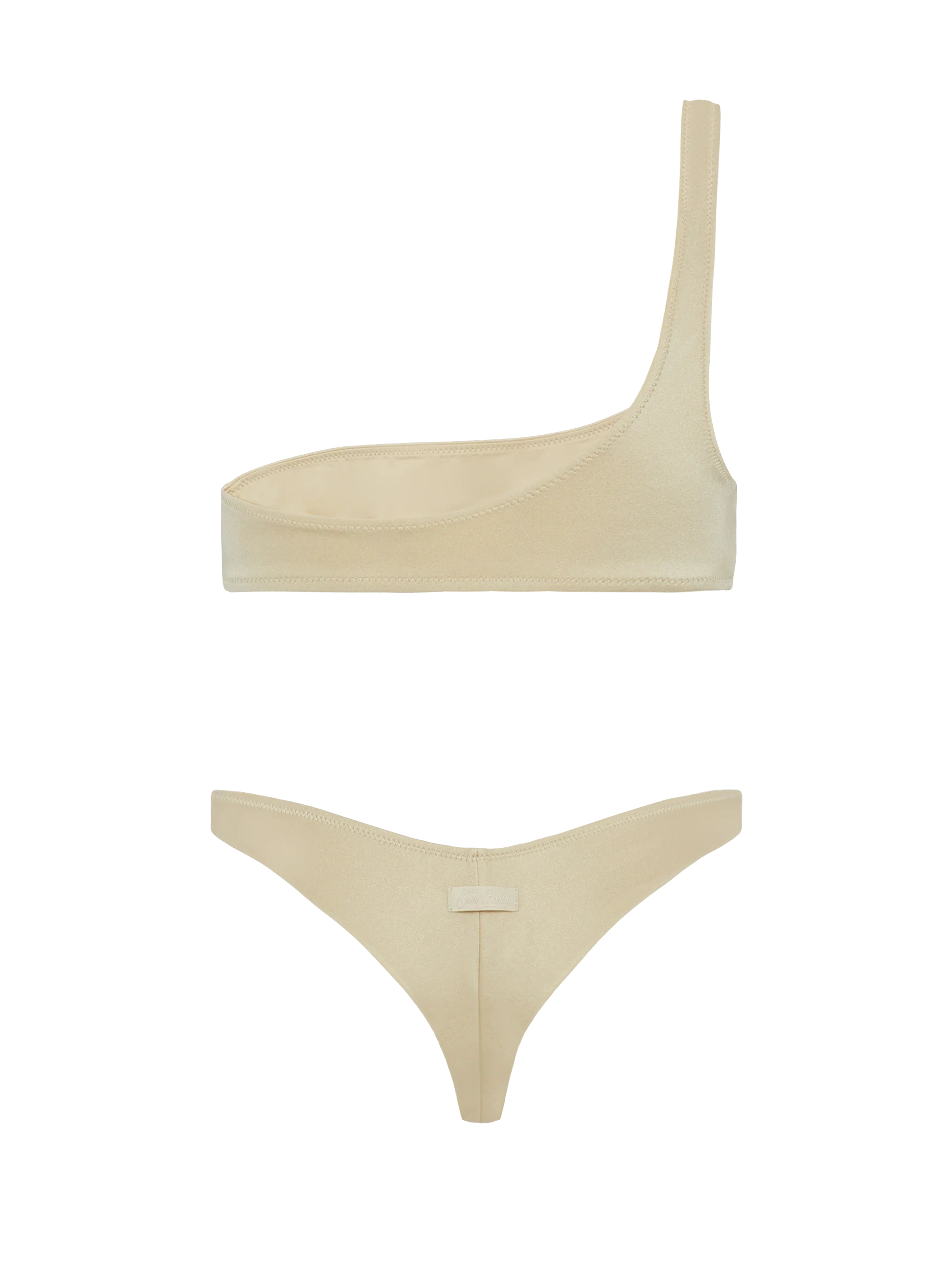 Celestine Naomi shimmer gold bikini with one shoulder bralette top and cheeky briefs - Image 3